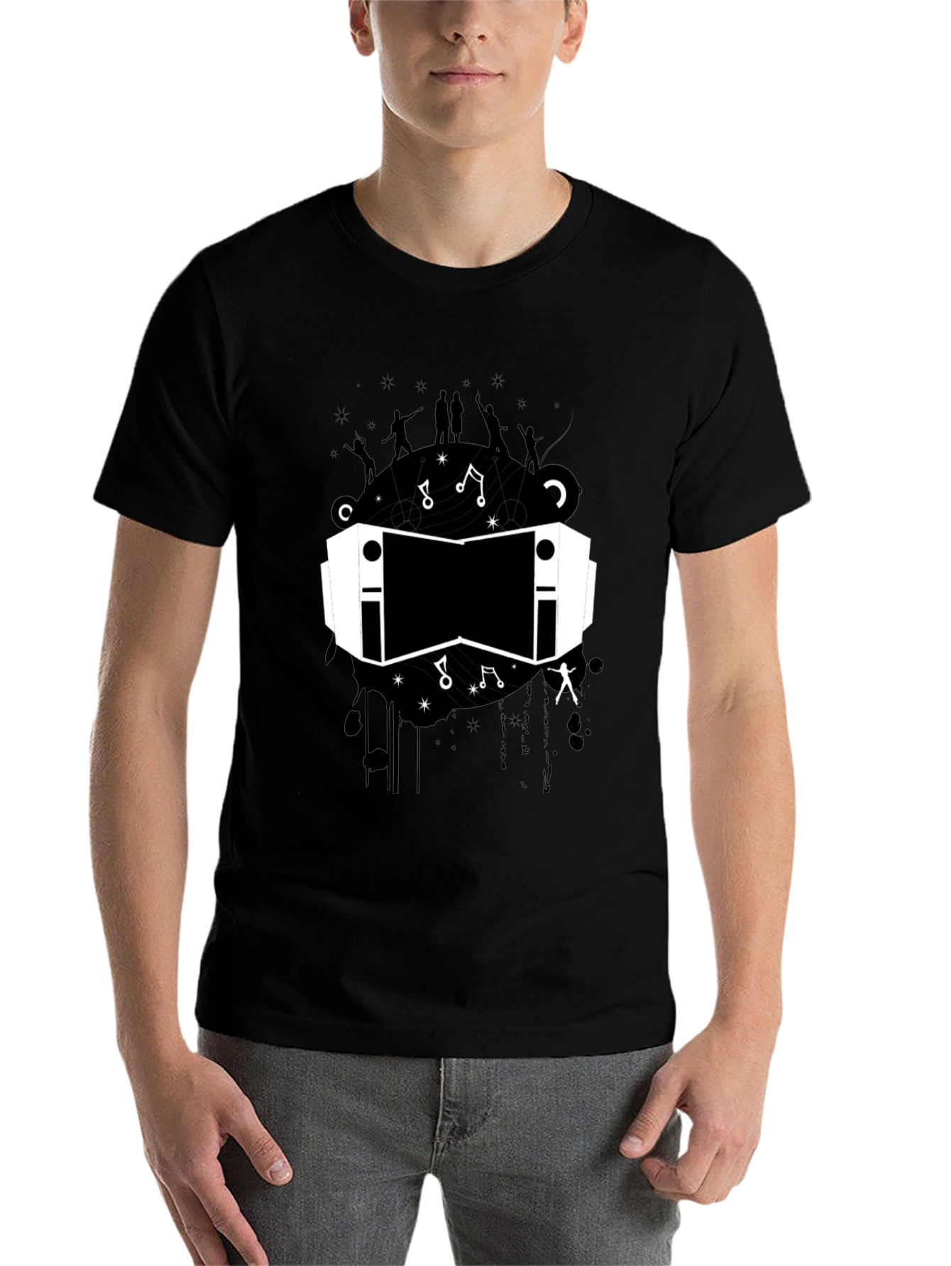 Black VR Headset Graphic Tee - Unisex Black T-Shirt view 7