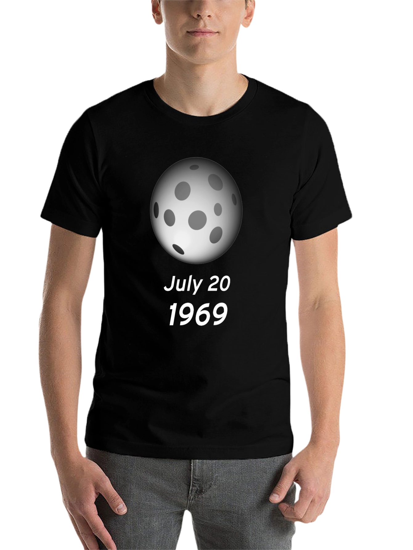 Black July 20 1969 Moon Landing Black T-Shirt view 7