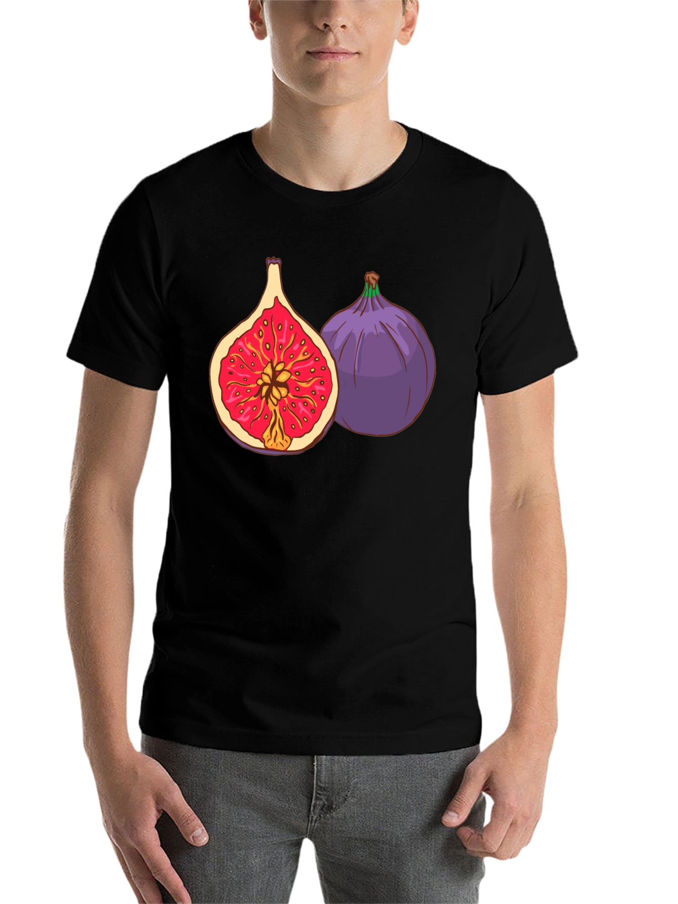 Black Fig Fruit Graphic Black T-Shirt view 7