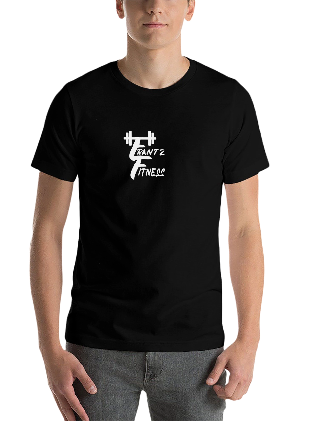 Black Men's Black "Frantz Fitness" Graphic T-Shirt view 7