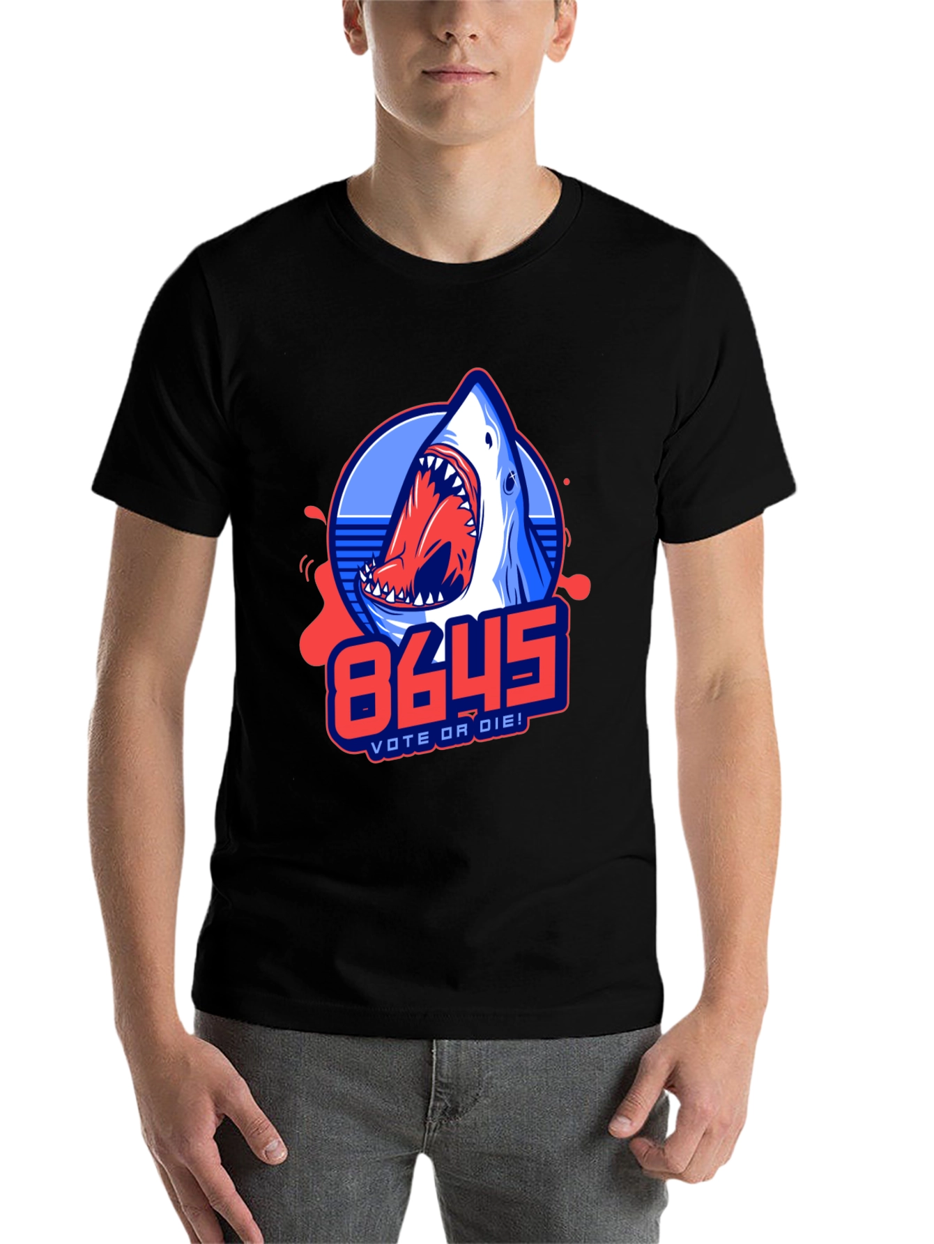 8645 Vote or Die Shark Graphic Tee - 7