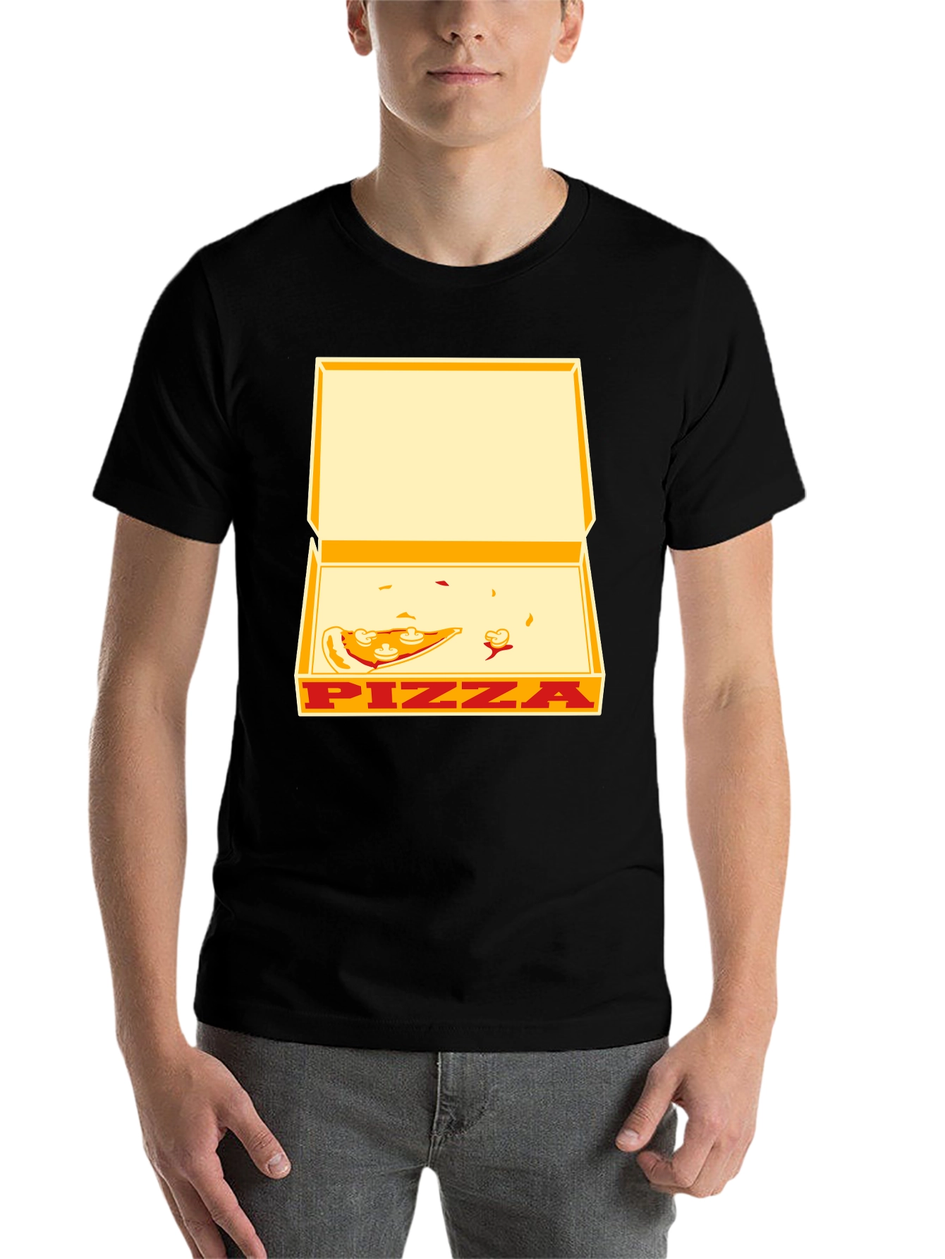 Black Pizza Box Graphic Tee - Unisex Casual T-Shirt view 7