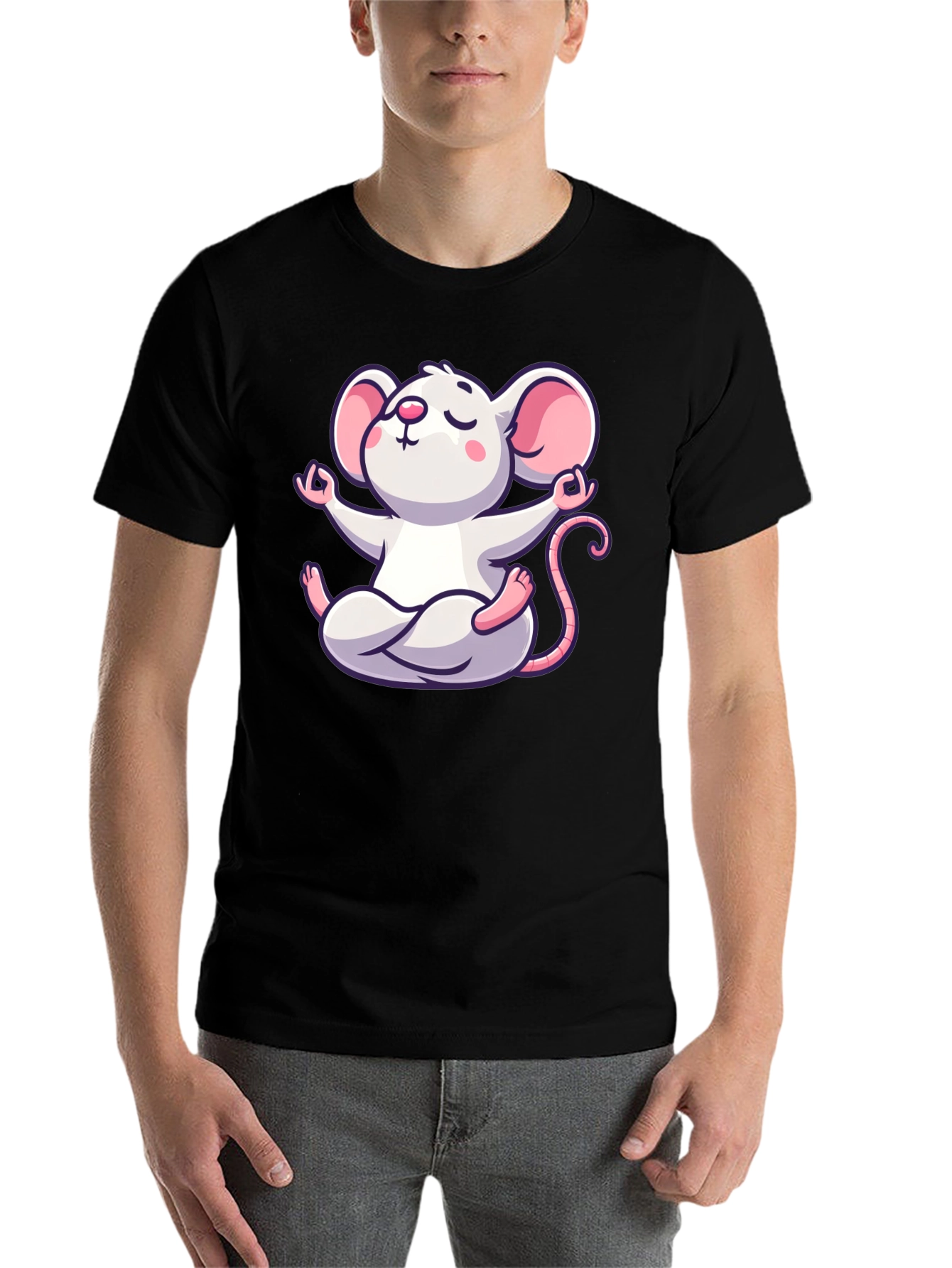 Black Zen Mouse Graphic T-Shirt view 7
