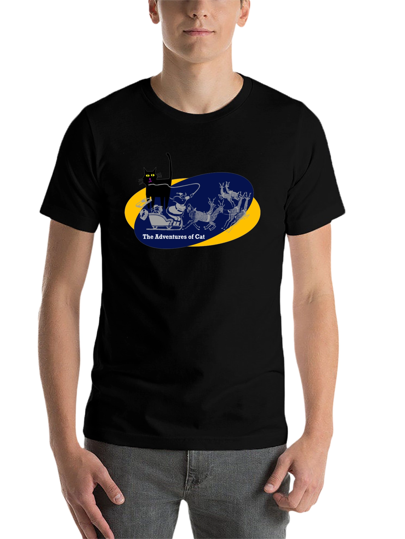 Black Adventures of Cat Graphic Tee - Black view 7