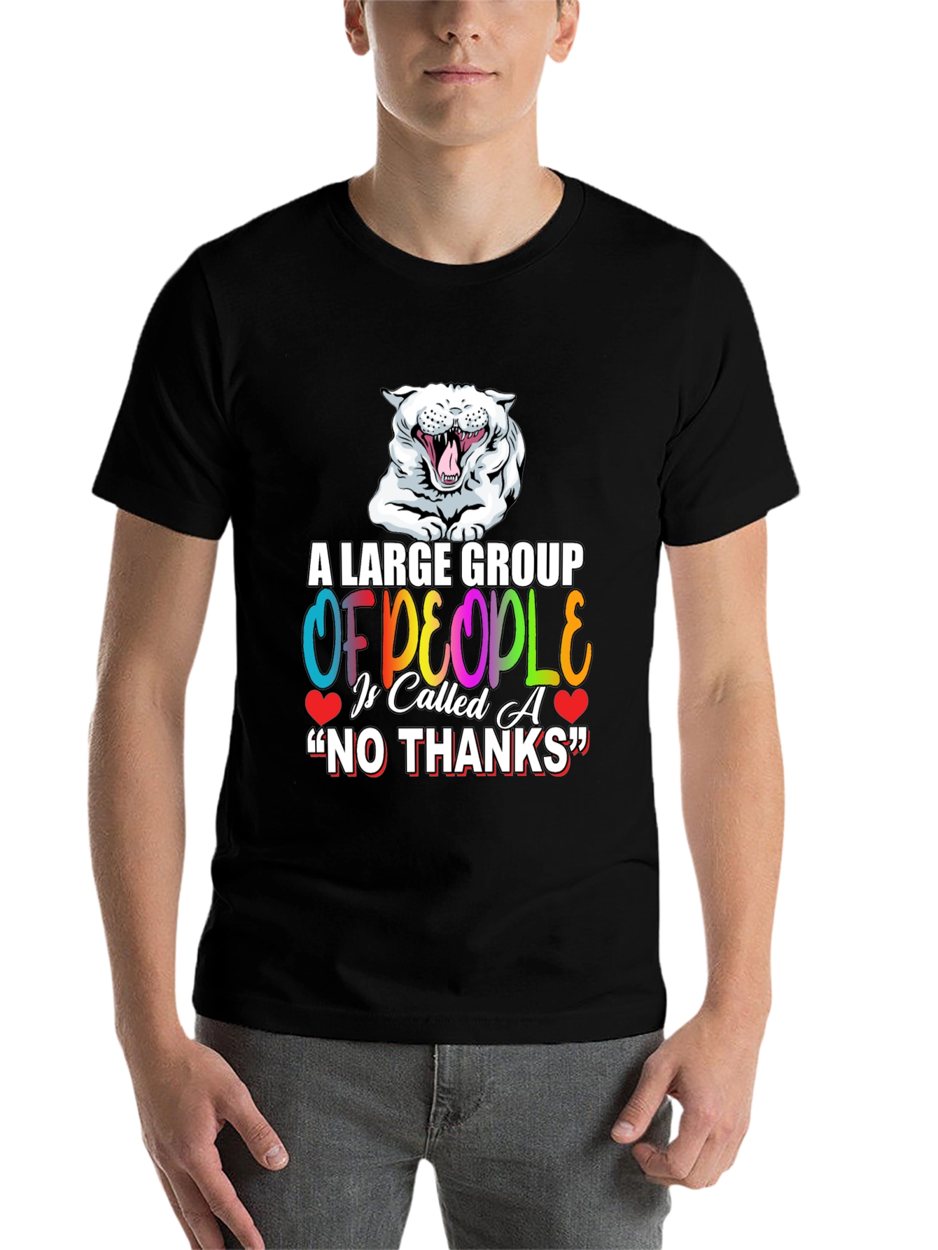 Black Funny 'No Thanks' Graphic Tee view 7
