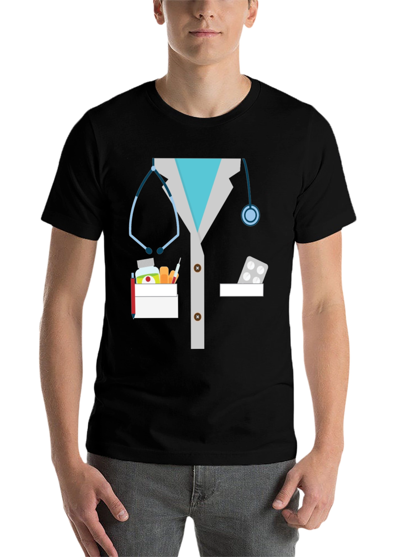 Black Doctor Lab Coat Graphic Novelty T-Shirt view 7