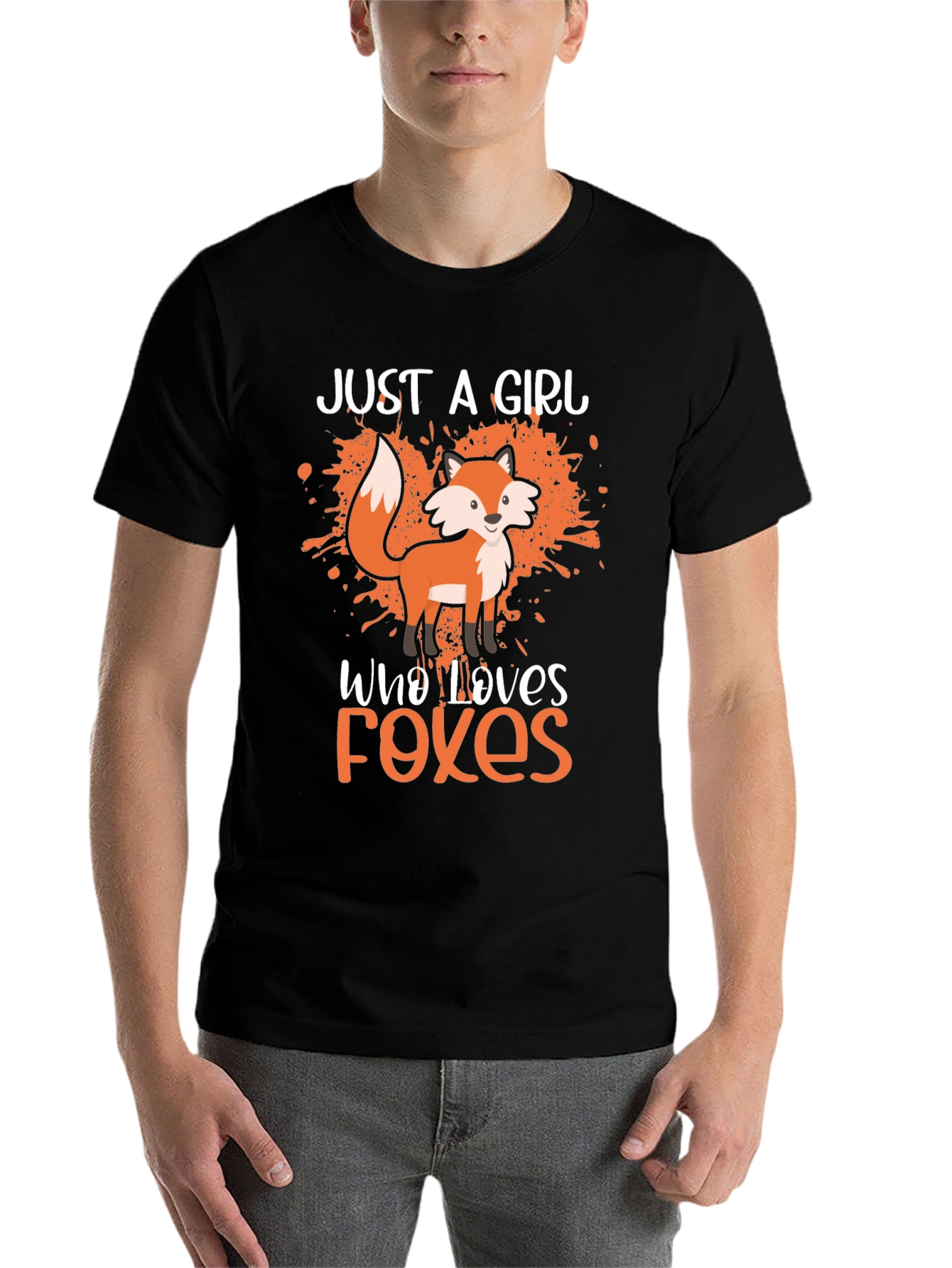 Black Just a Girl Who Loves Foxes T-Shirt view 7