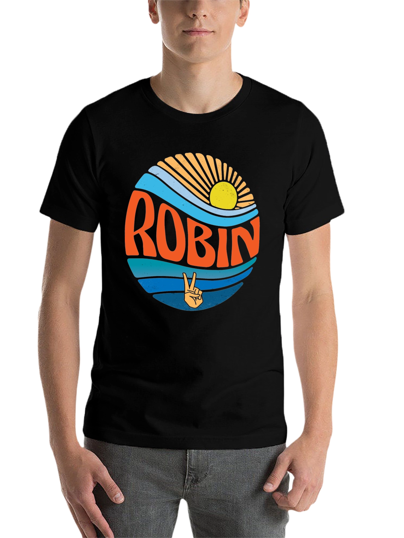Black Robin Retro Sun & Wave T-Shirt view 7