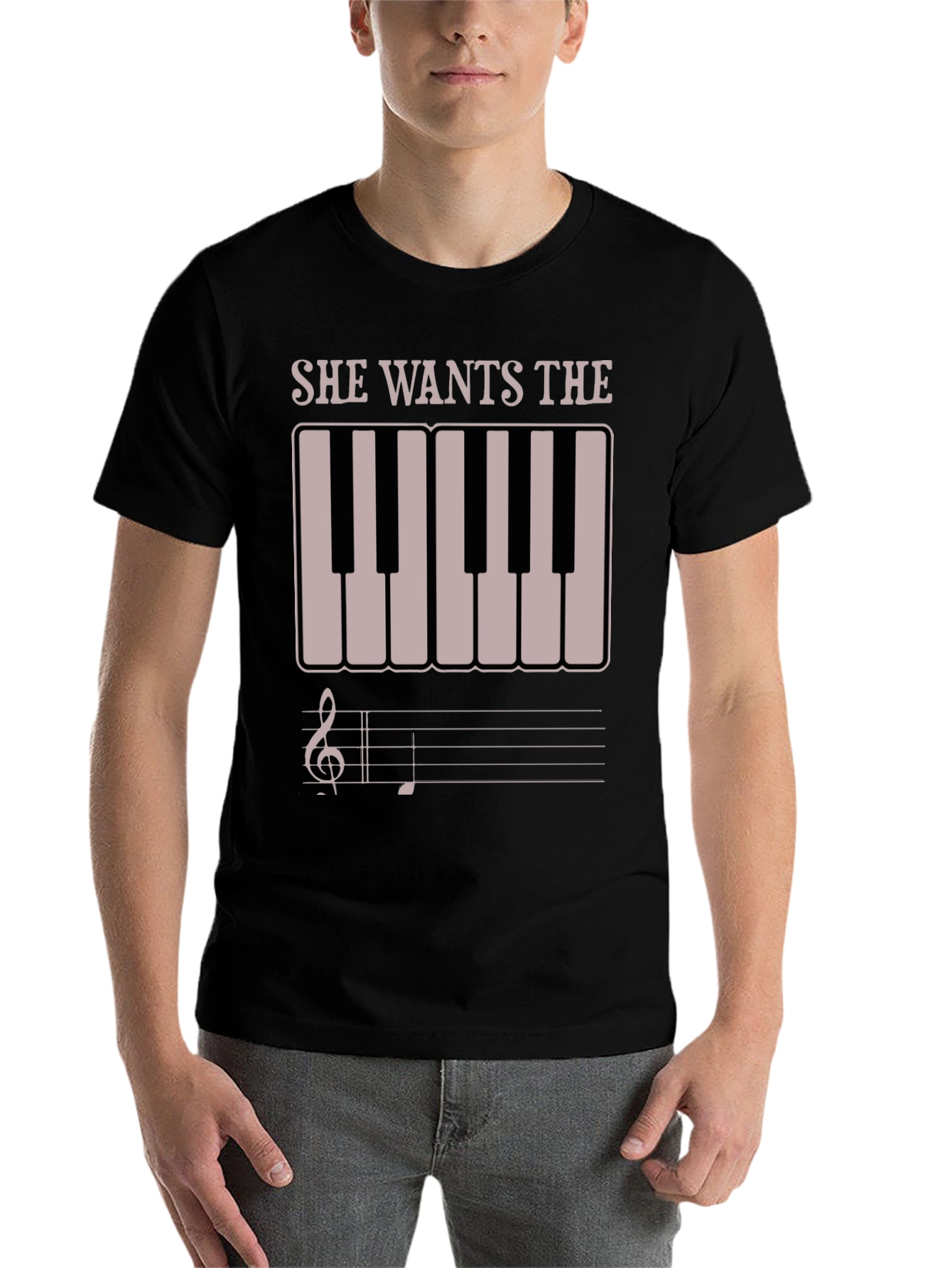Black She Wants The D Funny Piano T-Shirt view 7