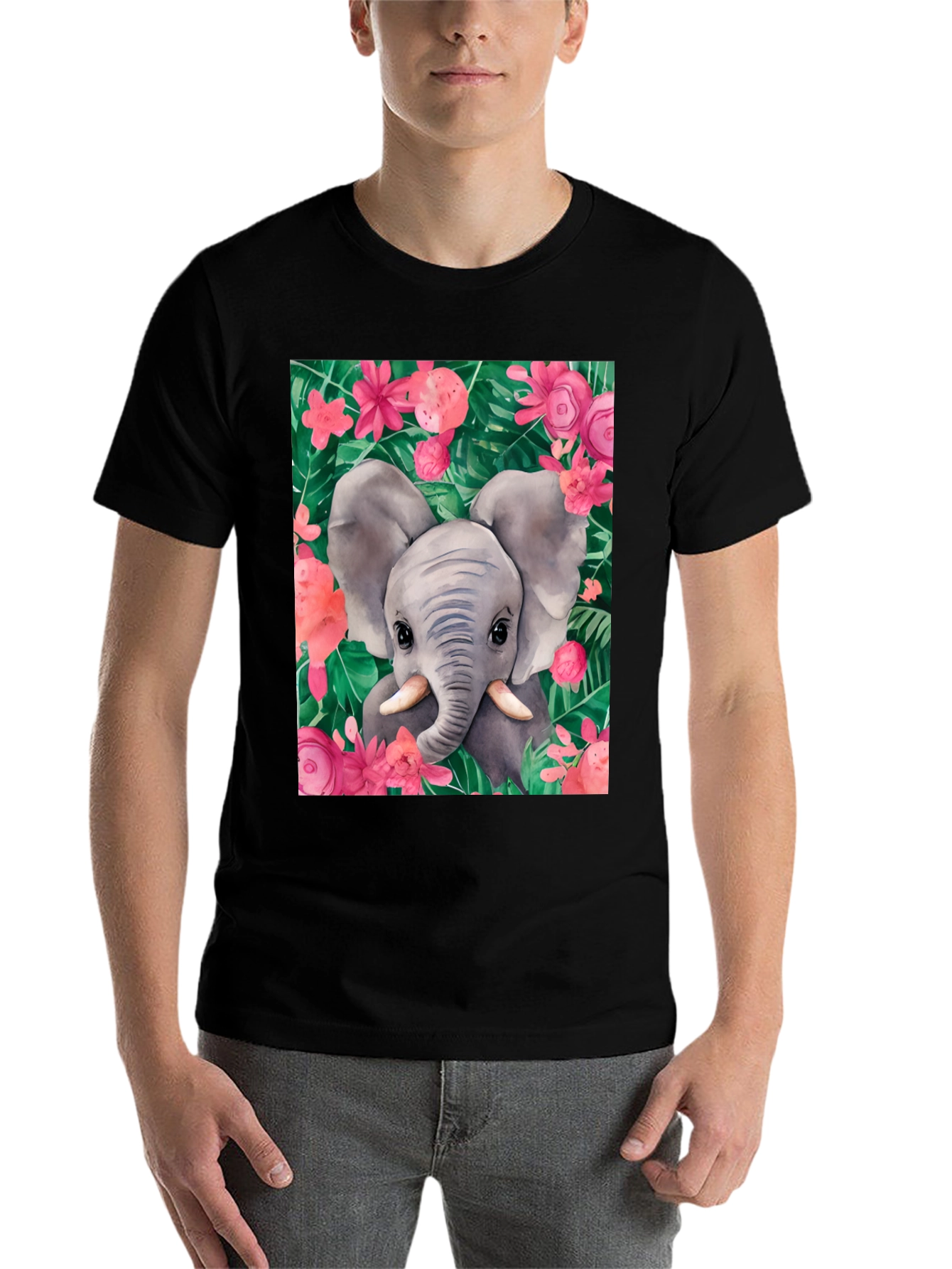 Black Elephant Floral Graphic Tee view 7