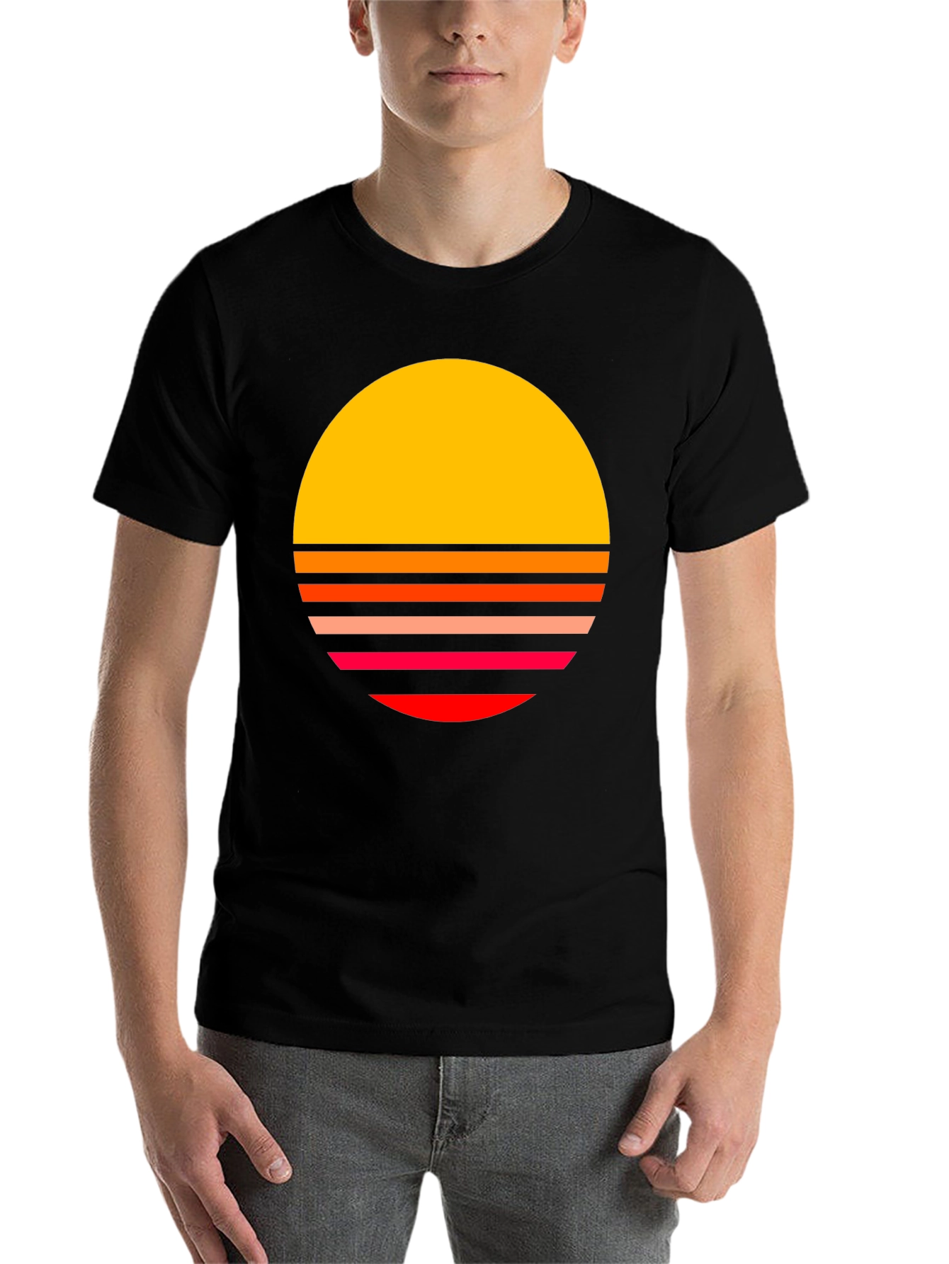 Black Retro Sunset T-Shirt - Vintage Style Graphic Tee view 7