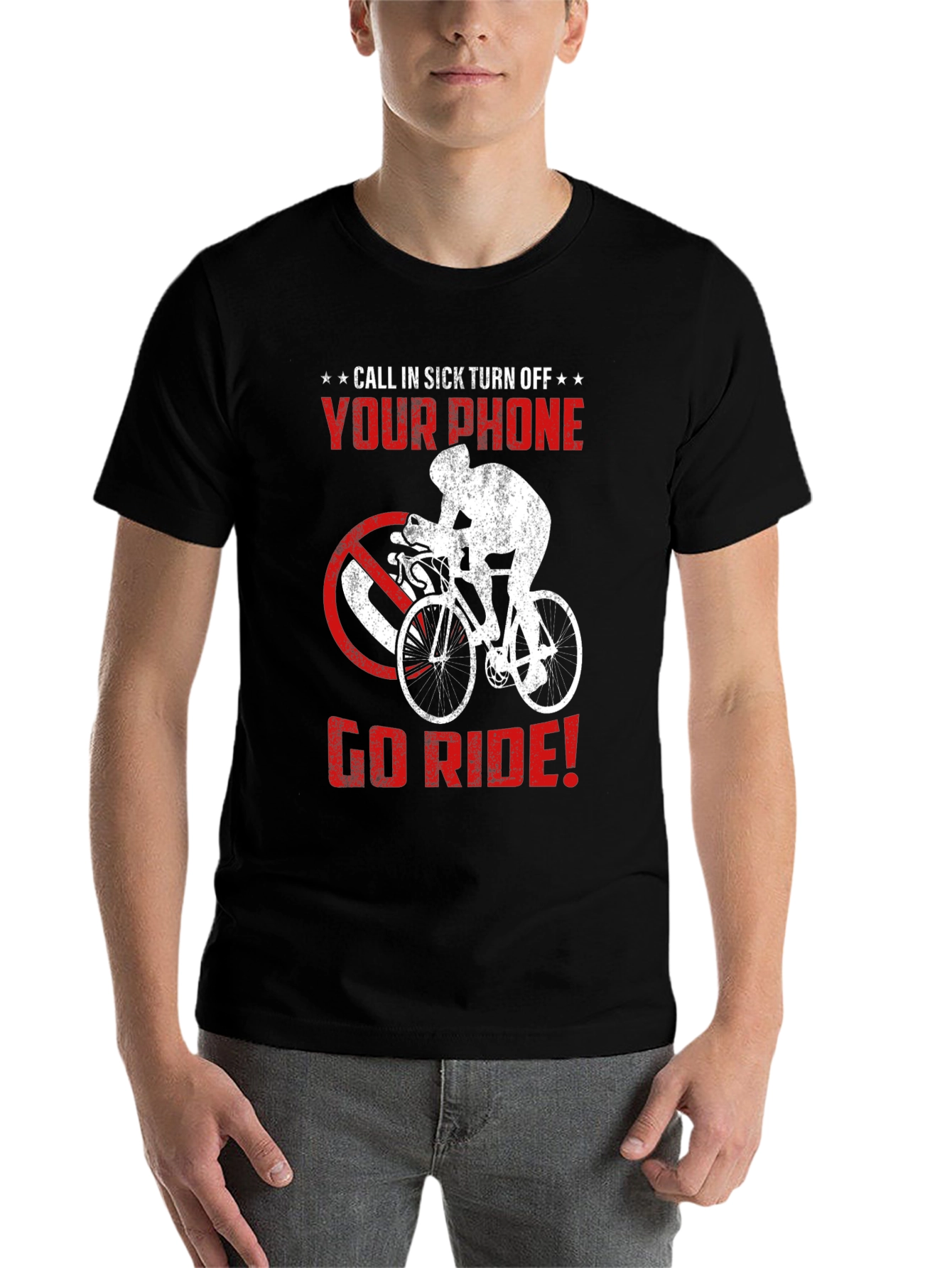 Black Call in Sick Cycling T-Shirt view 7