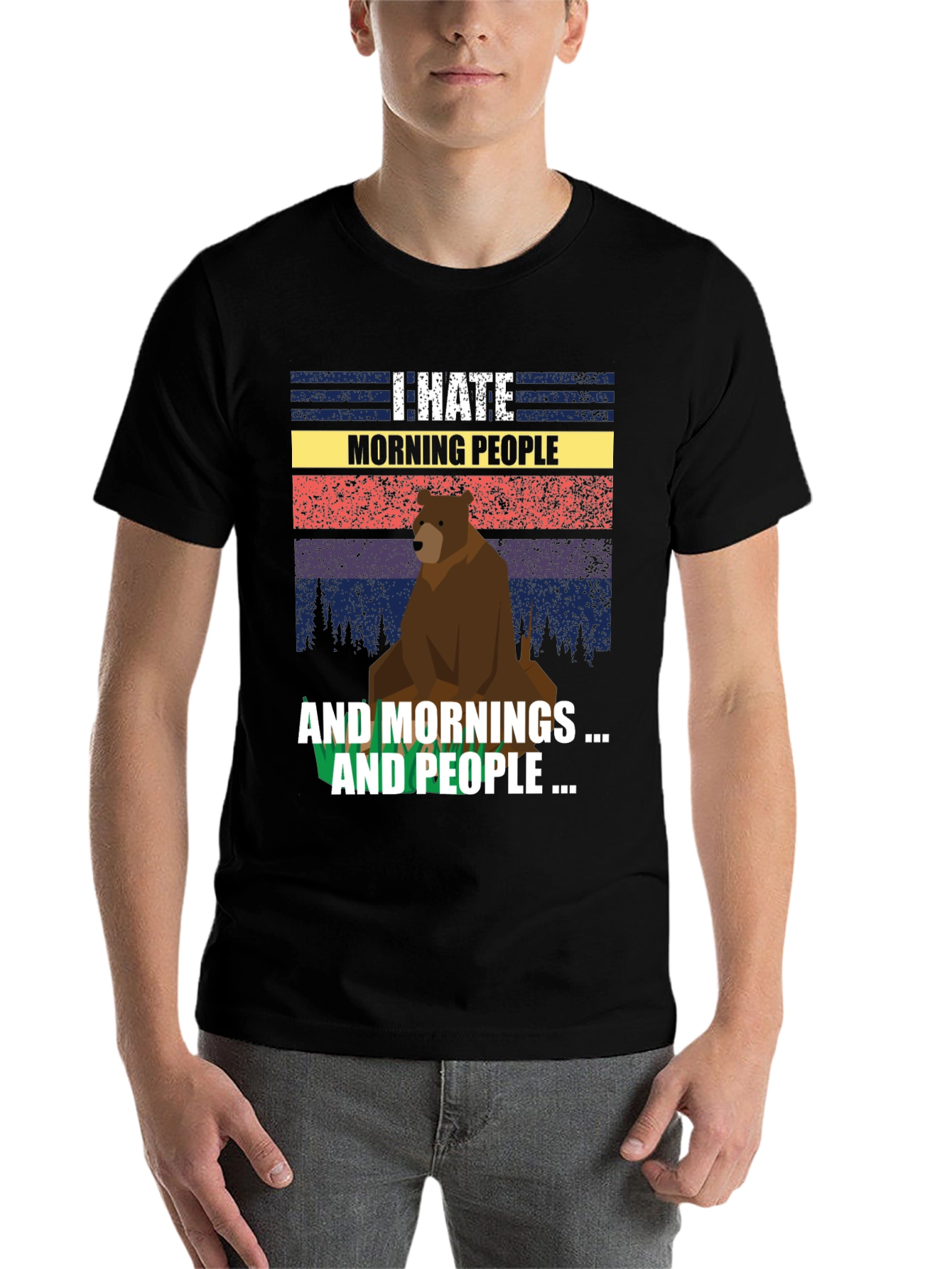 Black I Hate Morning People Graphic Tee view 7