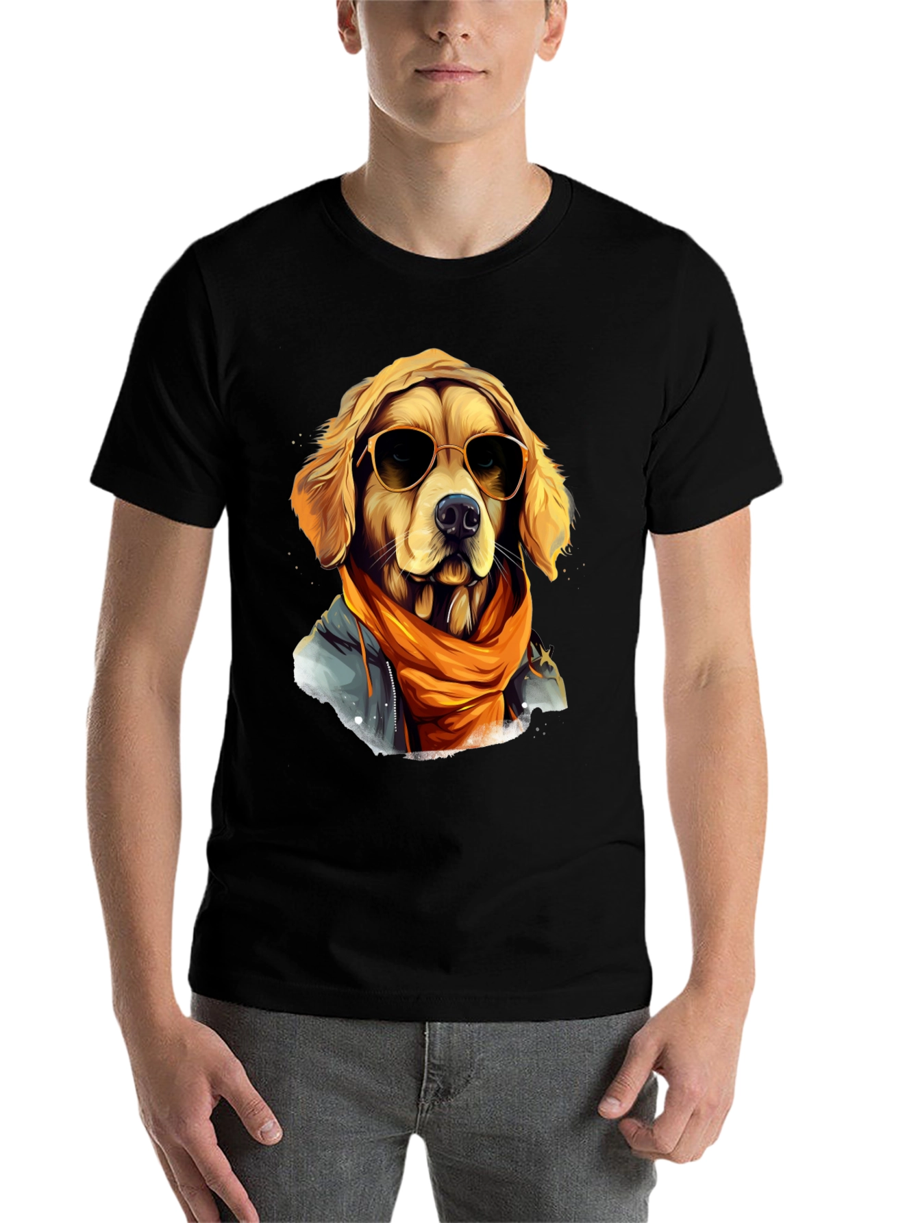 Black Dog with Sunglasses T-Shirt - Cool Graphic Tee view 7