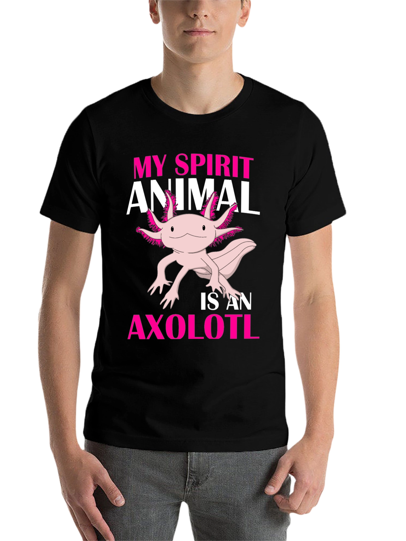 Black Axolotl Spirit Animal Graphic Tee - Black view 7