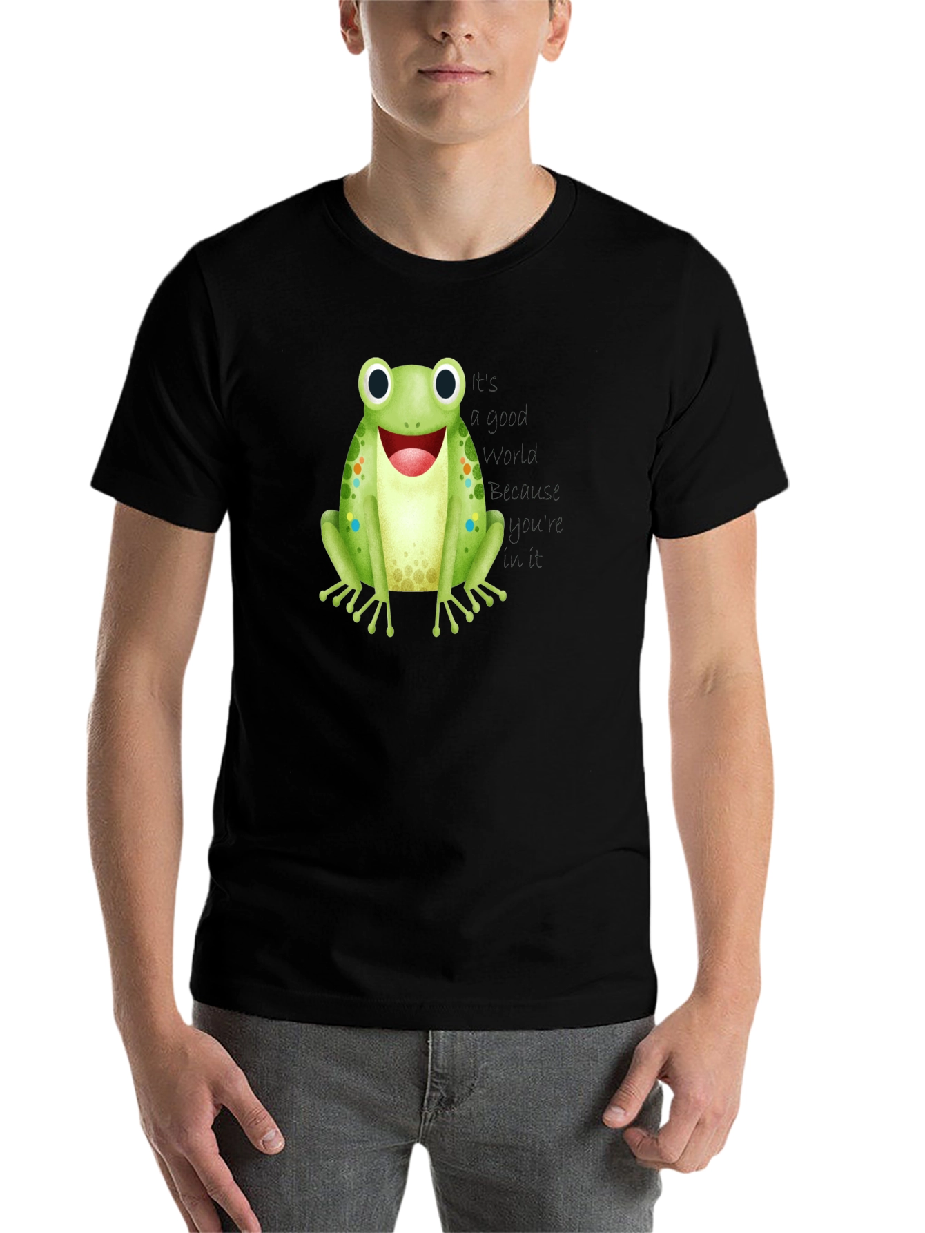 Black Frog Graphic Black T-Shirt - Men's Casual Tee view 7