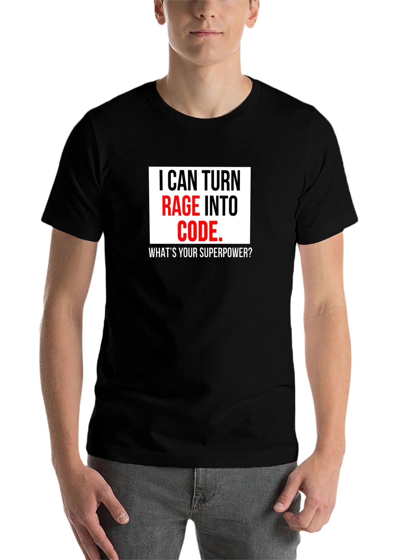 Black Rage Into Code T-Shirt - Programmer Superpower Tee view 7