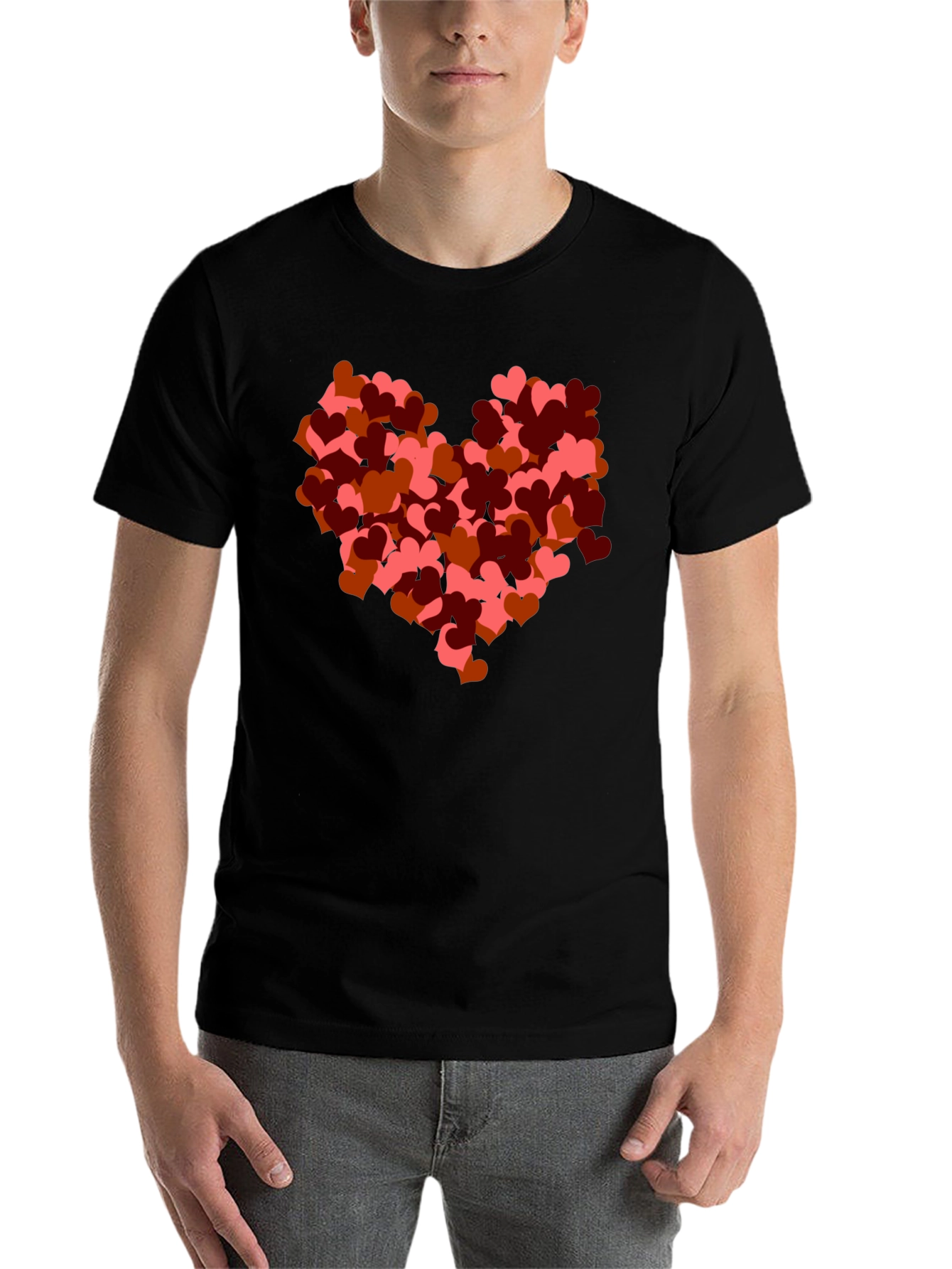 Black Heart Cluster Graphic Black T-Shirt view 7