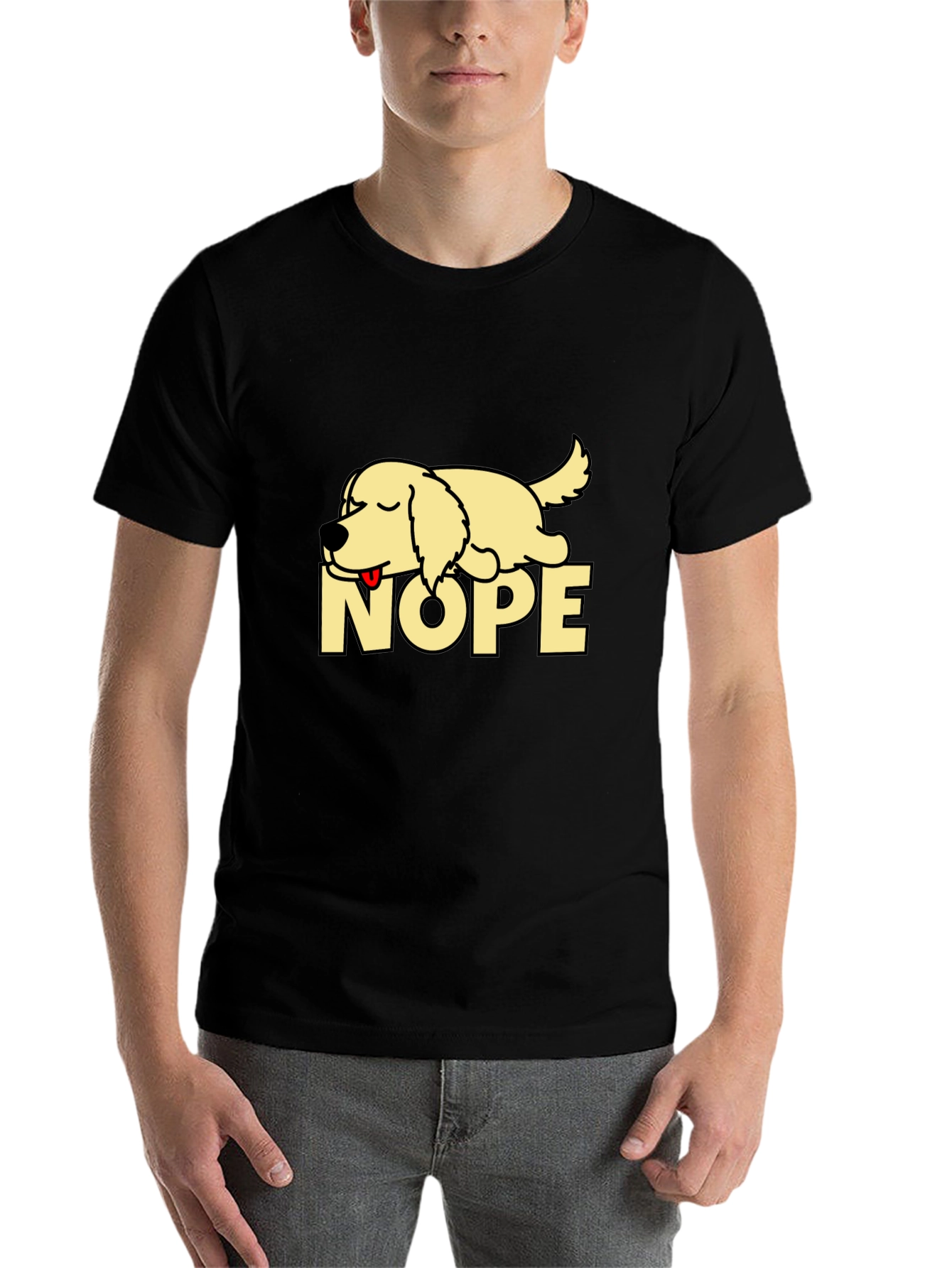 Black Nope Lazy Dog Graphic T-Shirt - Relaxed Fit view 7