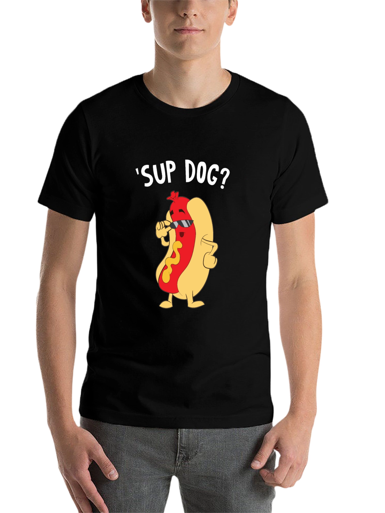 Black Cool Hot Dog Graphic Tee - Funny Pun T-Shirt view 7