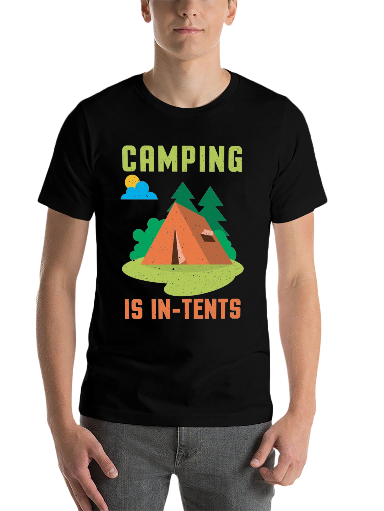 Black Camping is In-Tents Black T-Shirt view 7