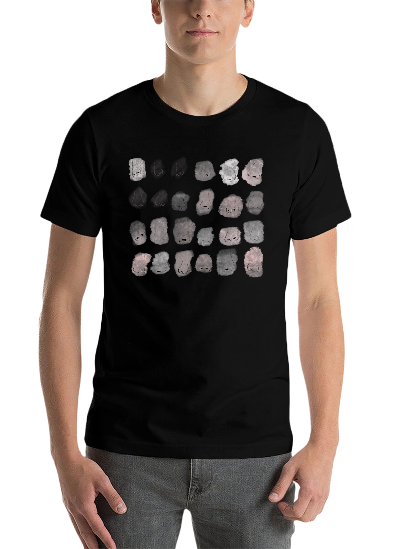 Black Nose Print Graphic Black T-Shirt view 7