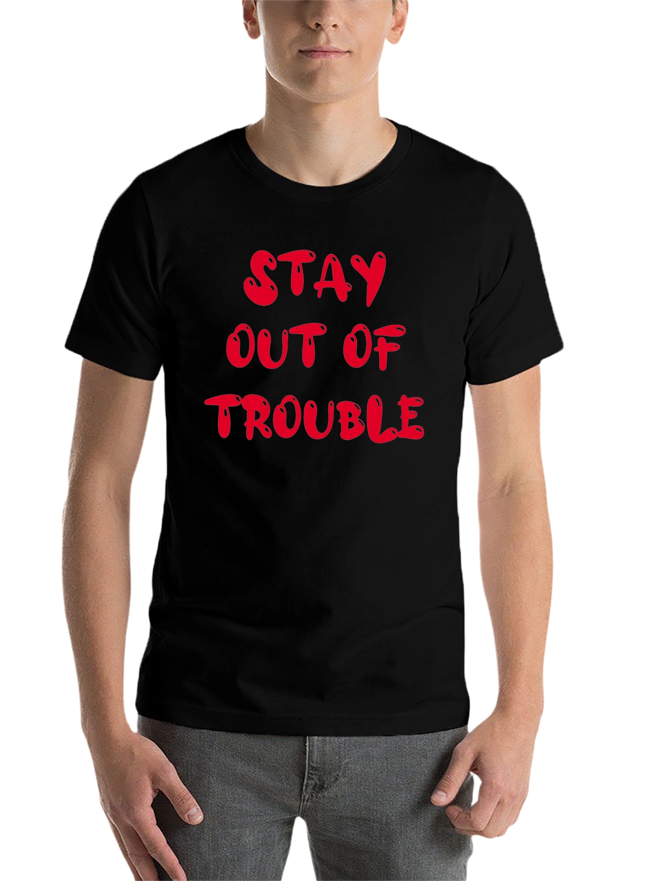 Black Stay Out of Trouble Black Graphic T-Shirt view 7