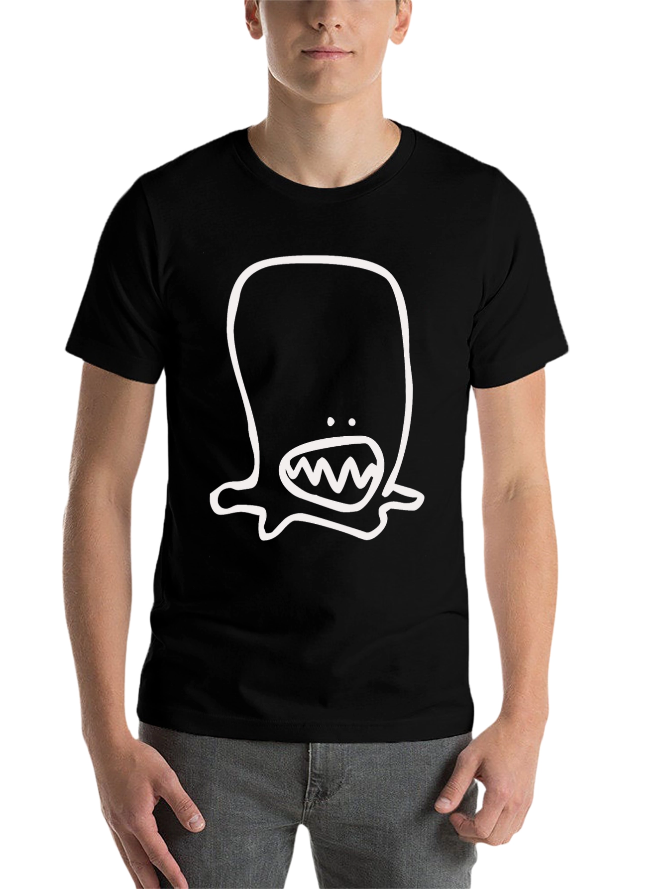 Black Monster Graphic Black Cotton Tee Shirt view 7