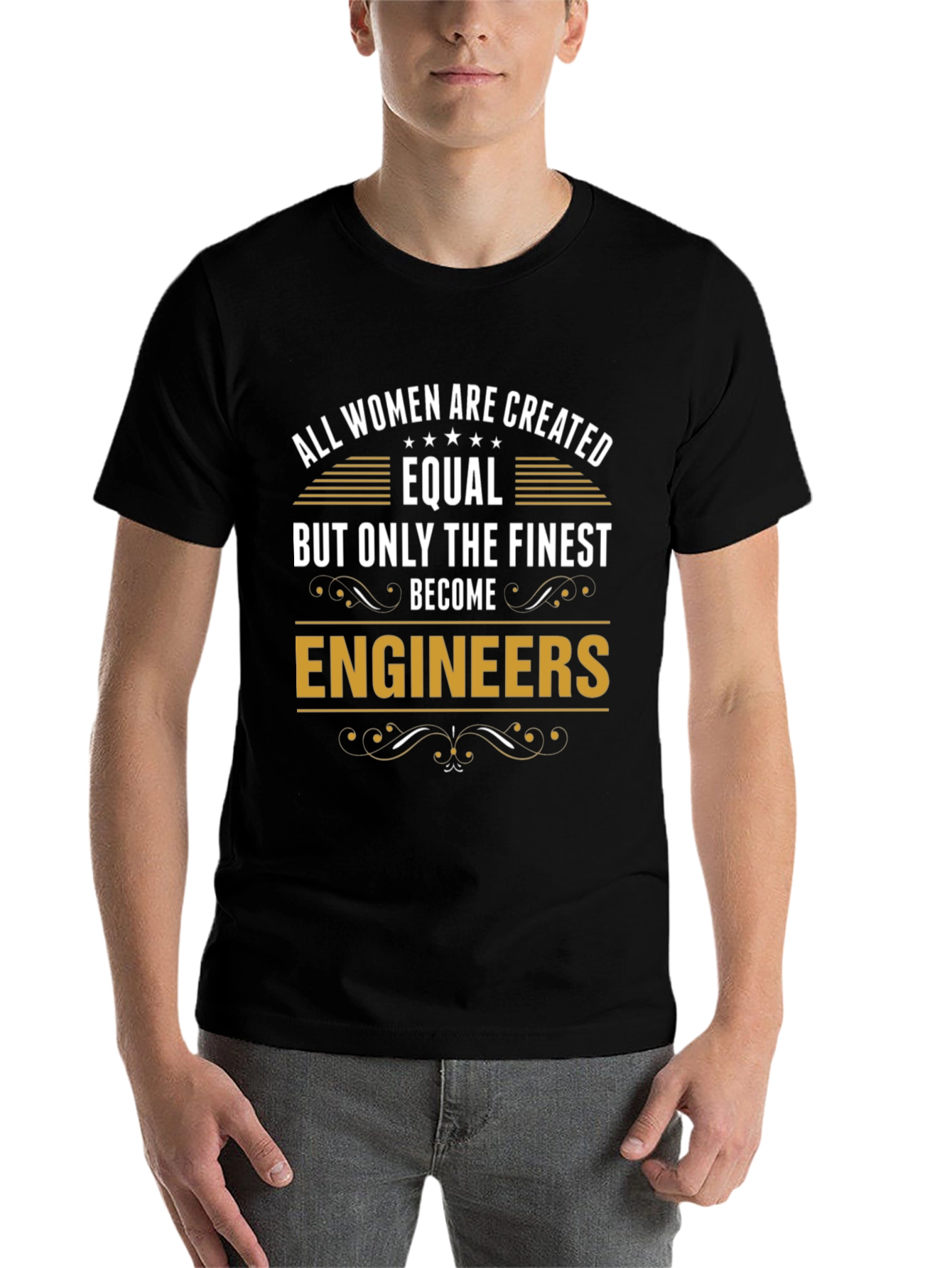 Black All Women Are Created Equal Engineer T-Shirt view 7
