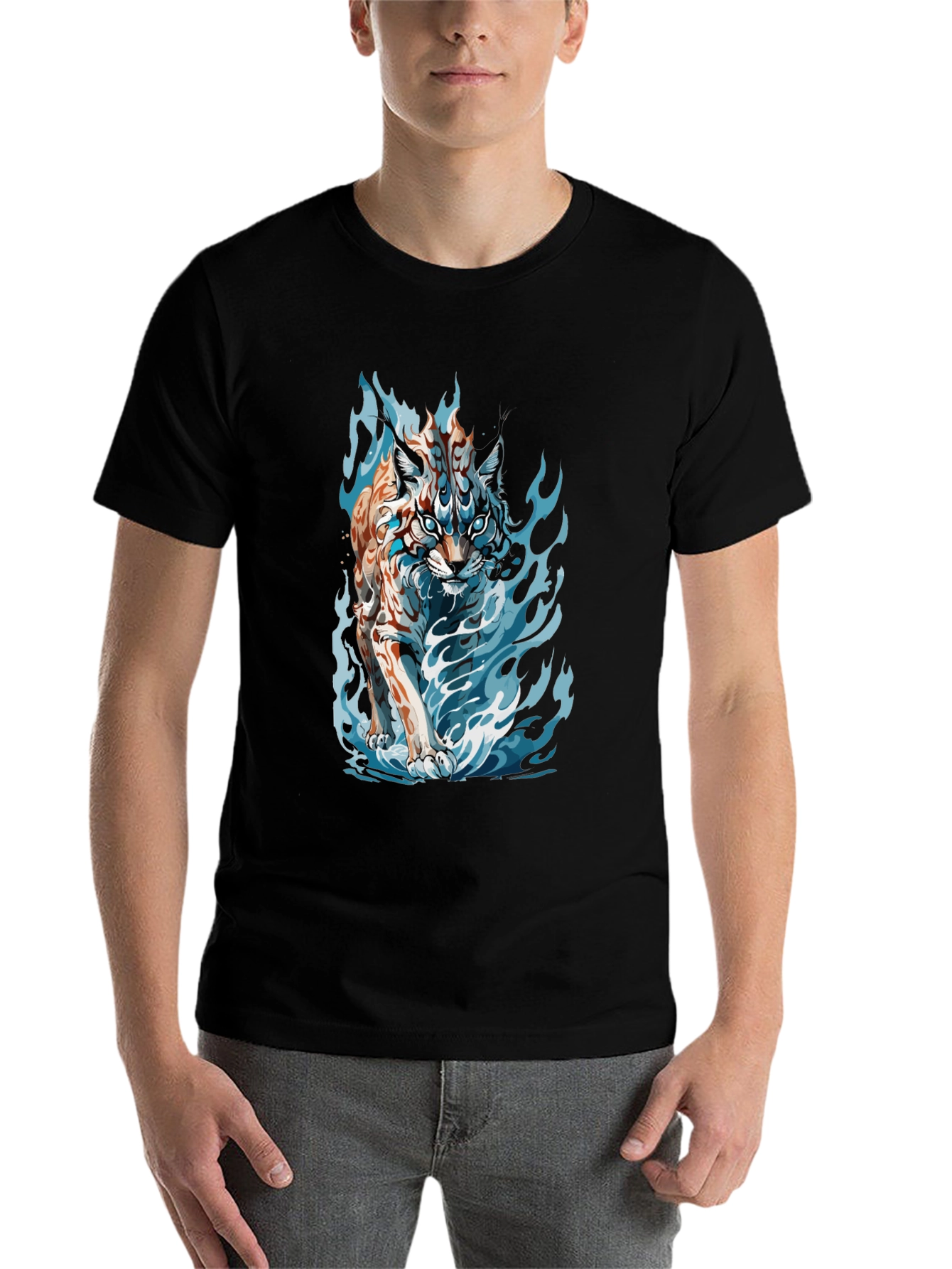 Black Tiger Fire Graphic Black Tee view 7