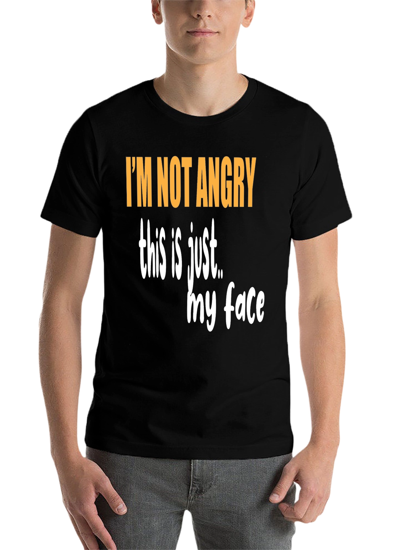 Black Funny Graphic T-Shirt - I'm Not Angry view 7