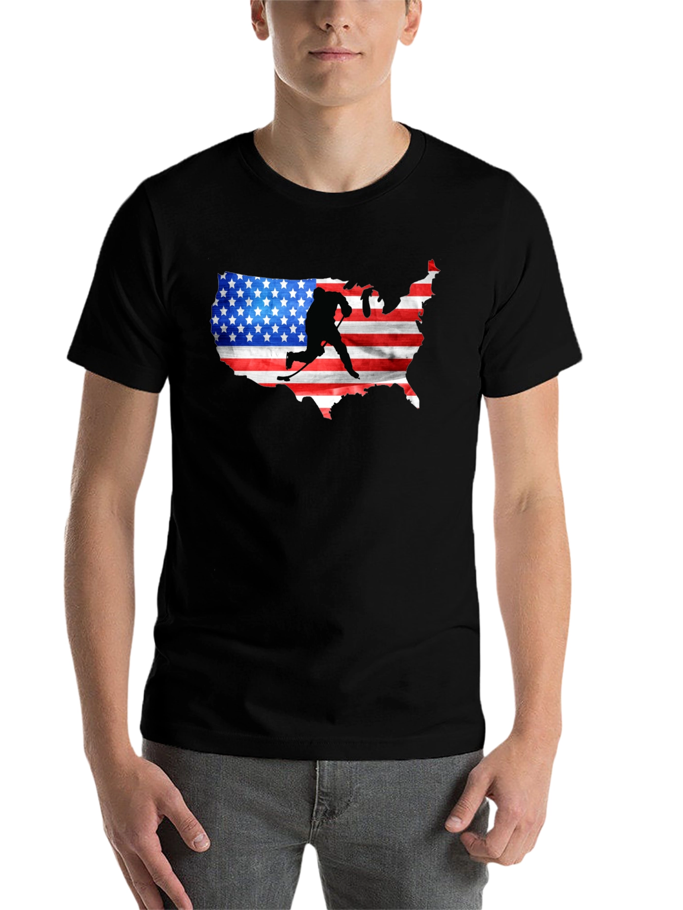 Black USA Hockey Silhouette Tee view 7