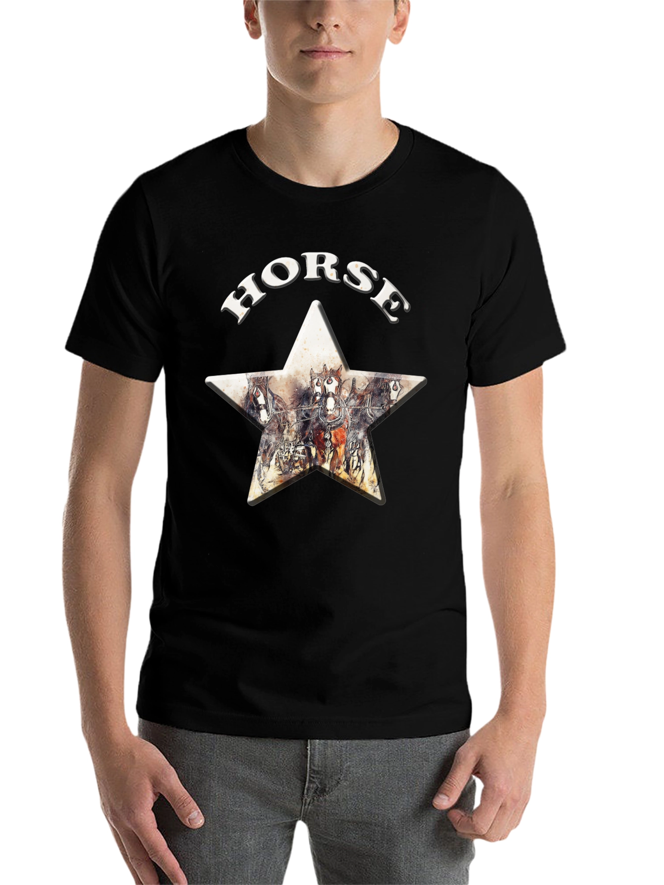 Black Horse Graphic Print Star Tee view 7
