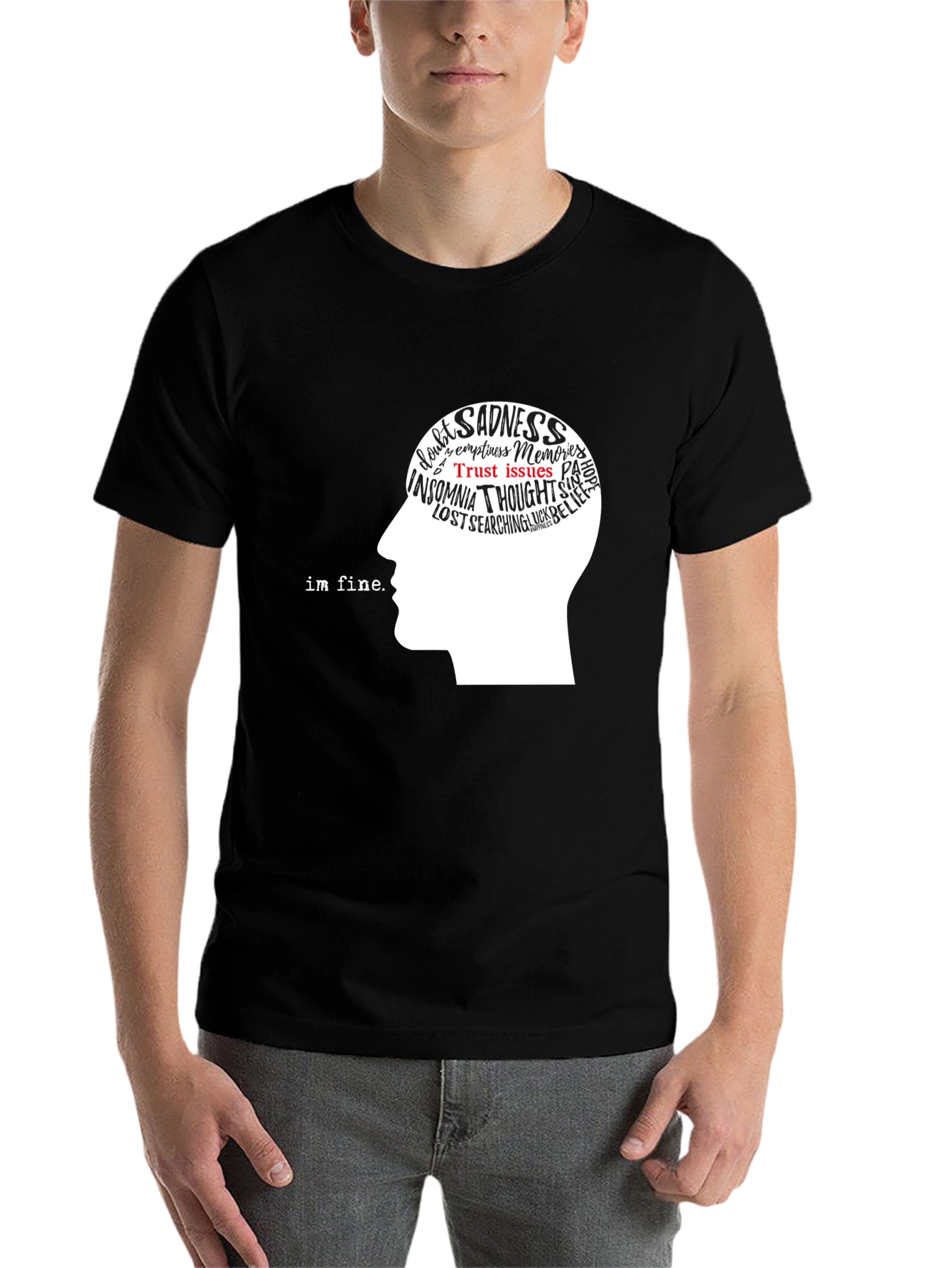 Black Mindful Expression T-Shirt - Inner Thoughts Graphic Tee view 7