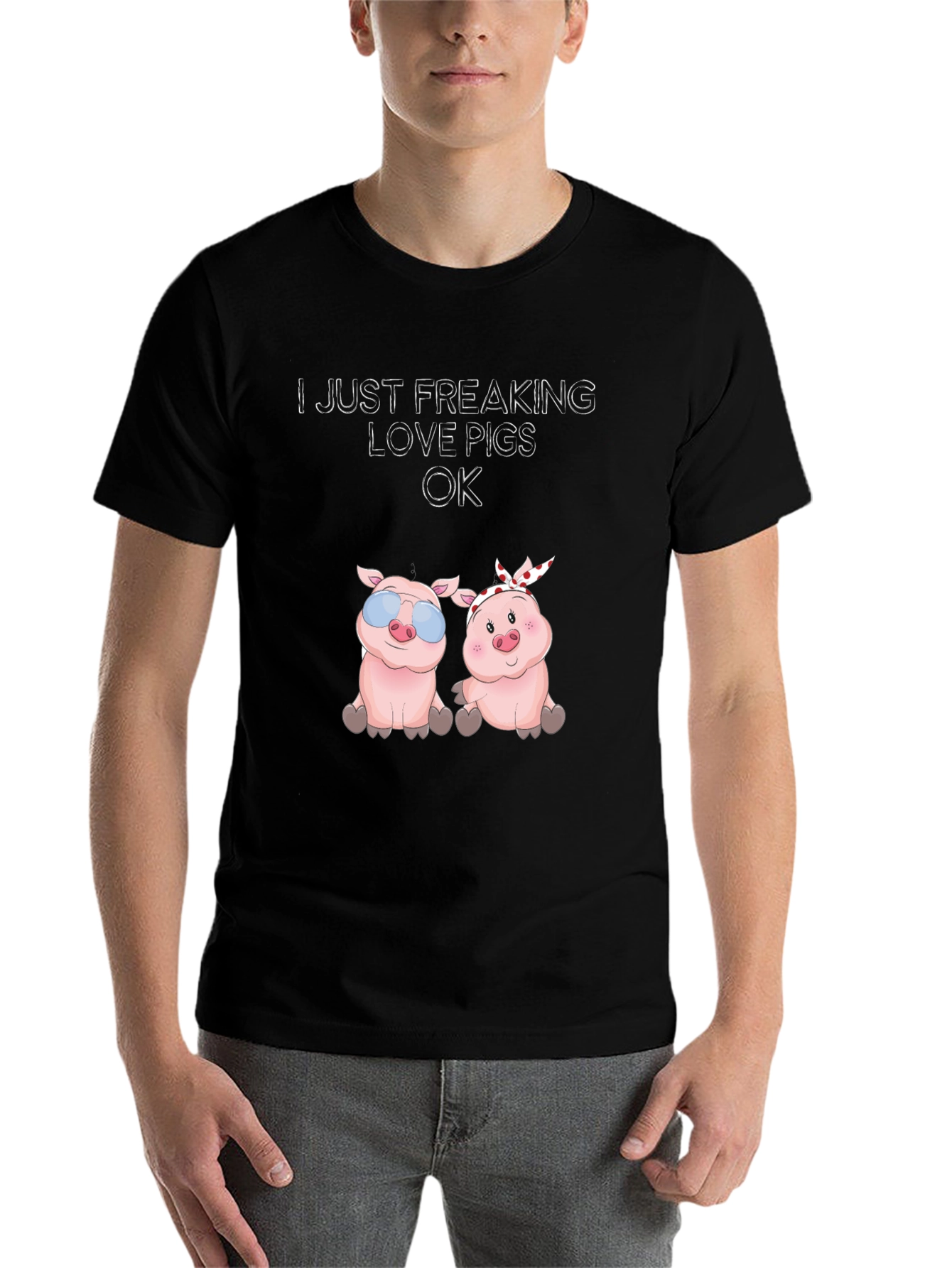 Black Funny Pig Lover T-Shirt view 7