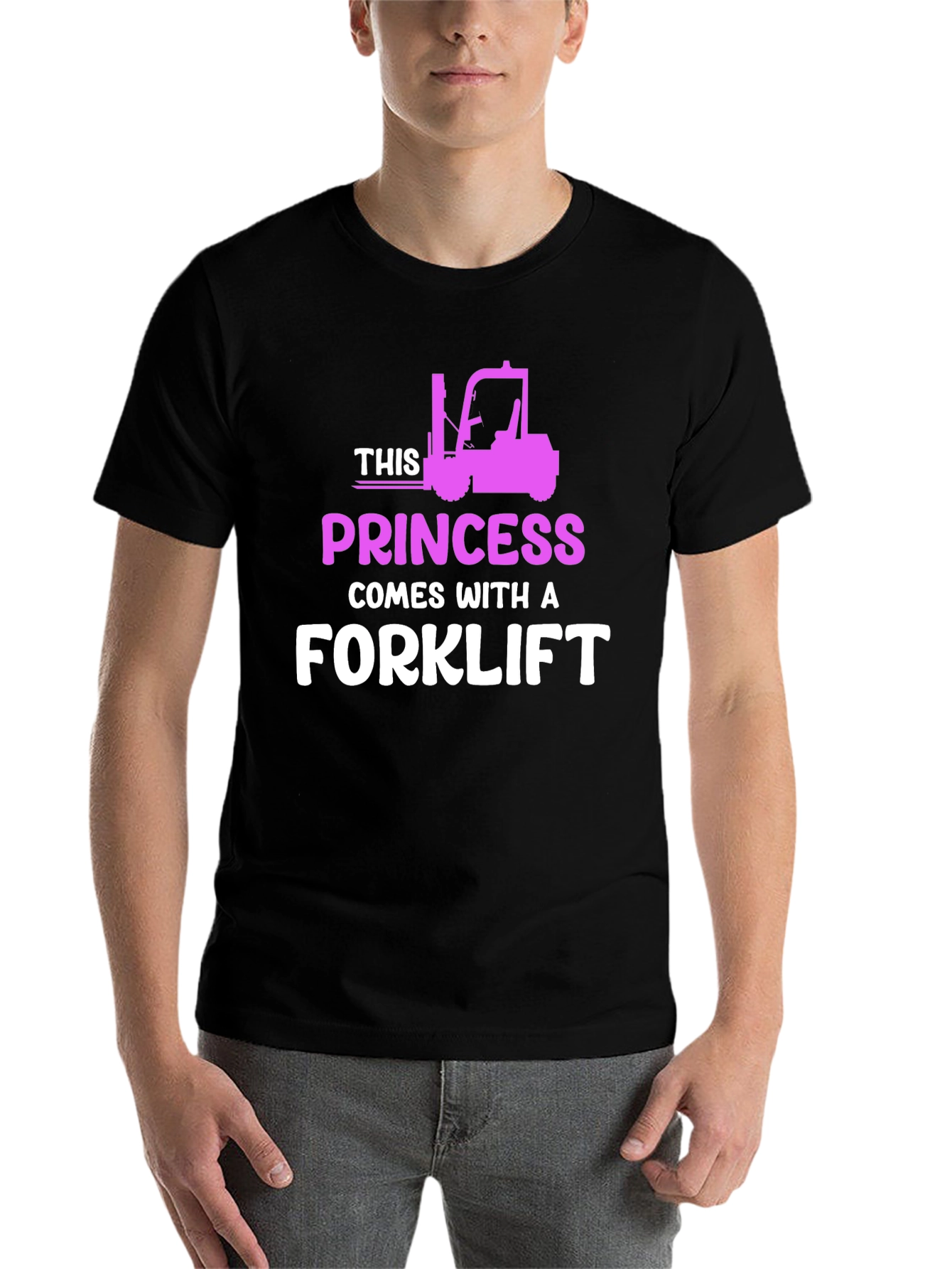 Black Princess Forklift T-Shirt - Funny Women's Workwear view 7