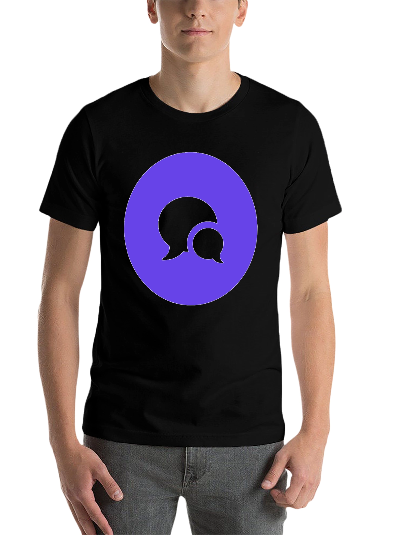 Black Stylish Black T-Shirt with Chat Bubble Design view 7