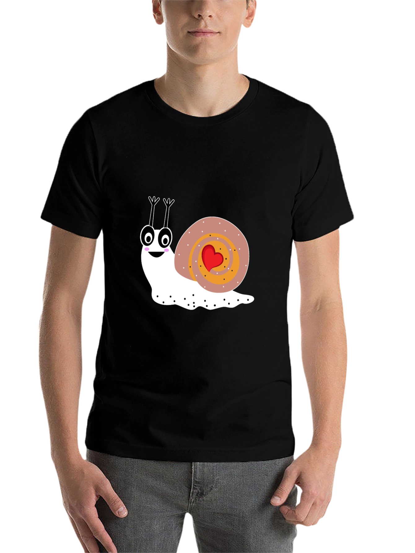 Black Cute Snail Graphic Tee - Love Bug T-Shirt view 7
