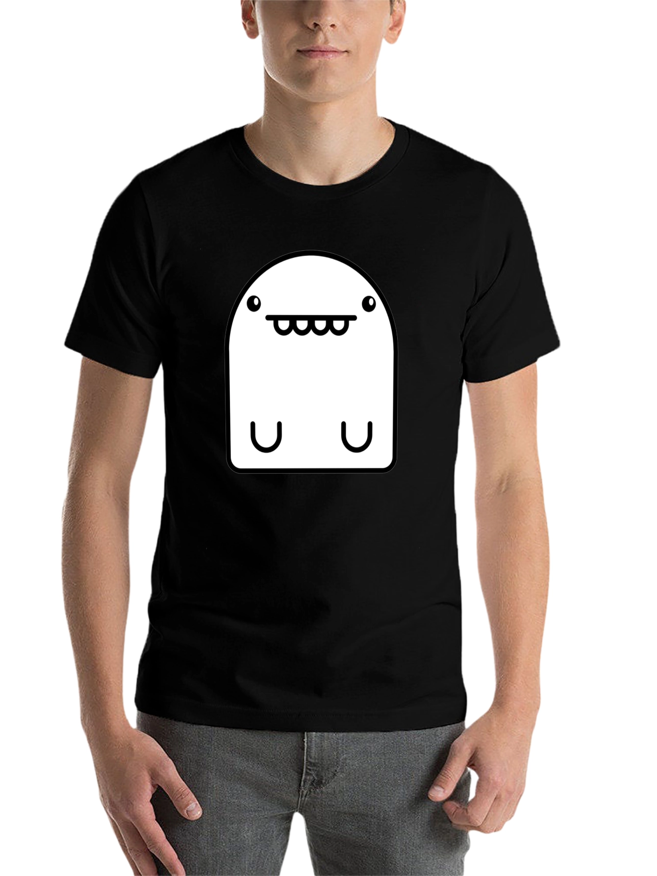 Black Funny Monster Graphic T-Shirt - Black view 7