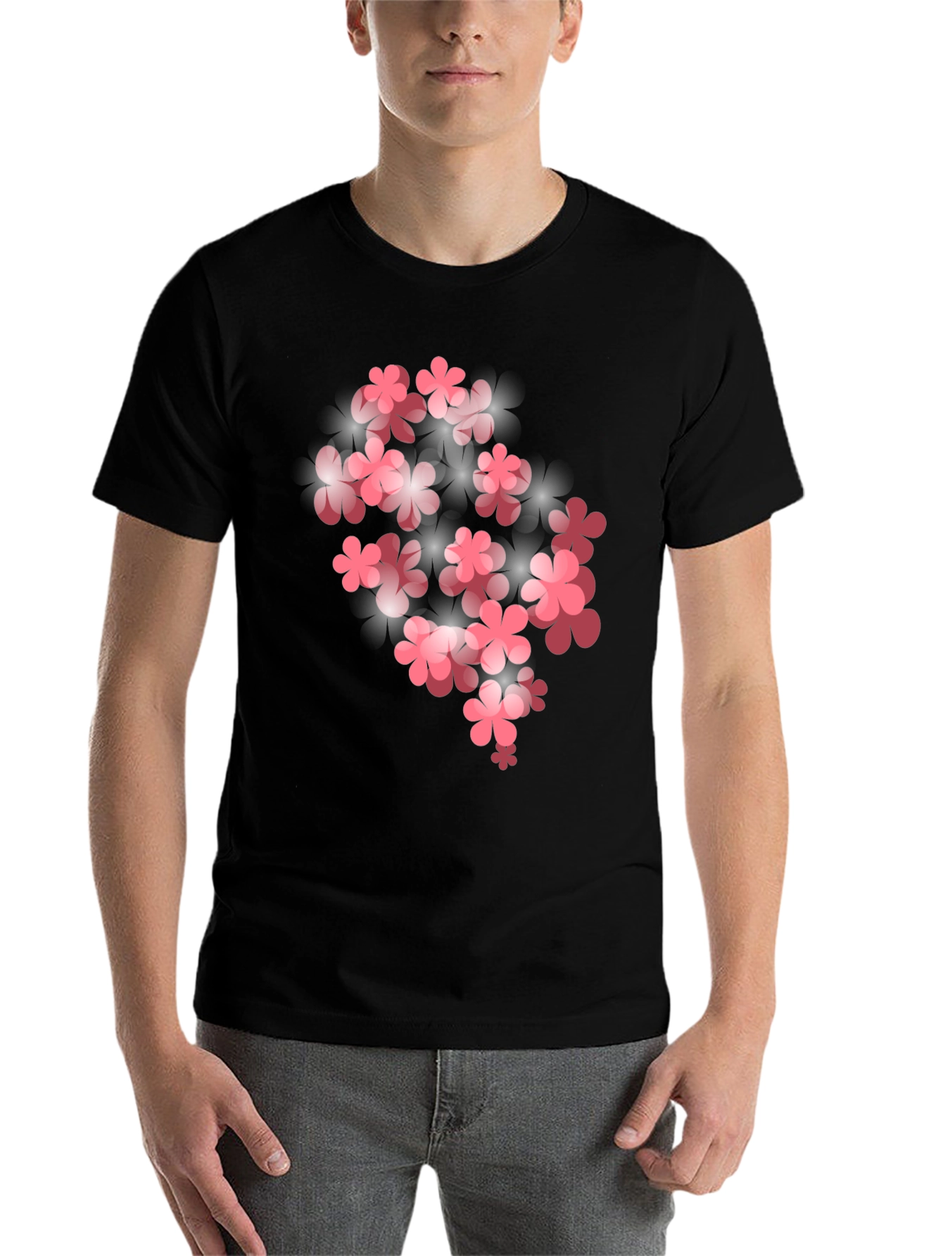 Black Floral Bloom Graphic T-Shirt - Black view 7