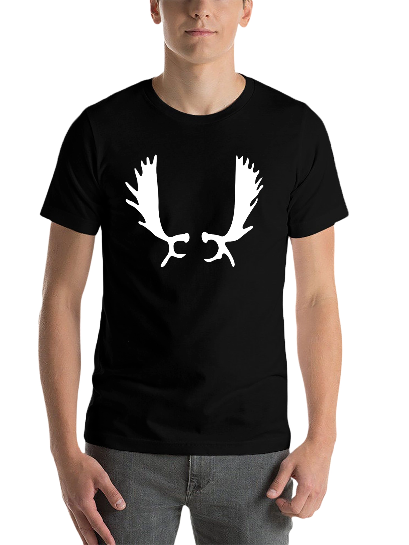 Black Antler Graphic Tee - Black Cotton T-Shirt view 7