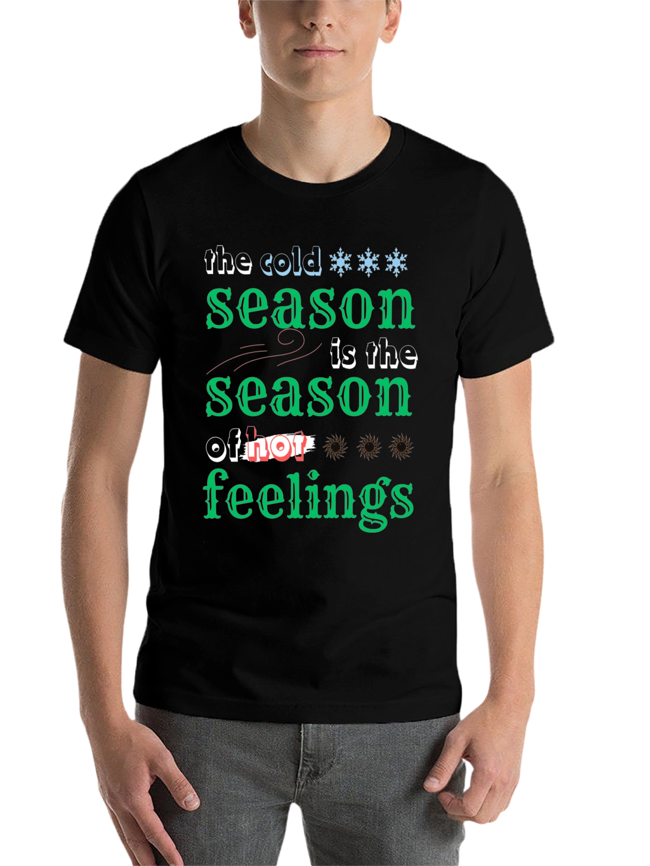 Black Cold Season of Feelings Graphic T-Shirt view 7
