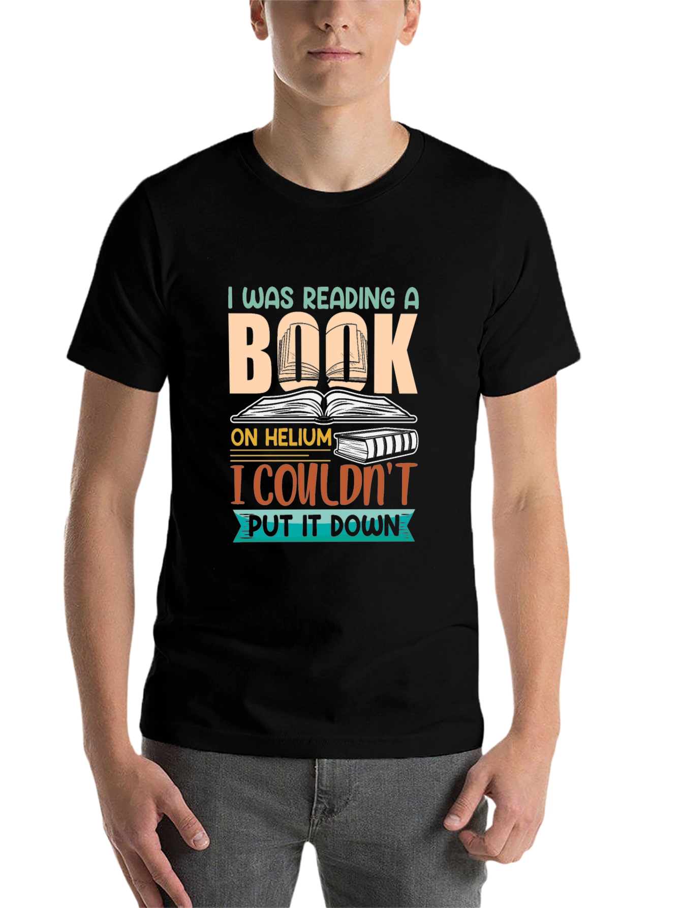 Black Funny Book Lover T-Shirt - Couldn't Put It Down! view 7