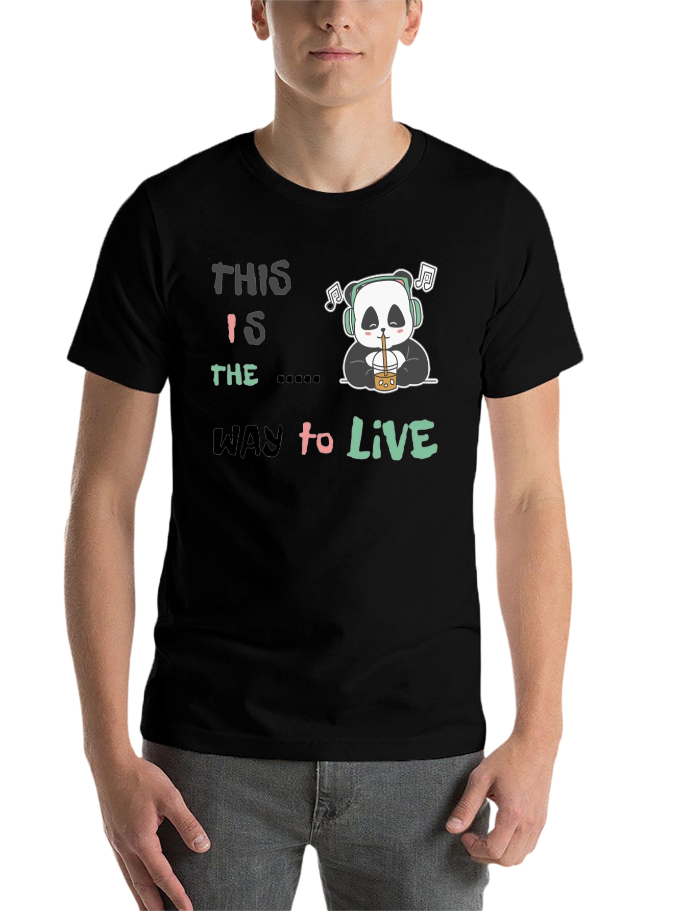 Black This Is The Way to Live Panda T-Shirt view 7