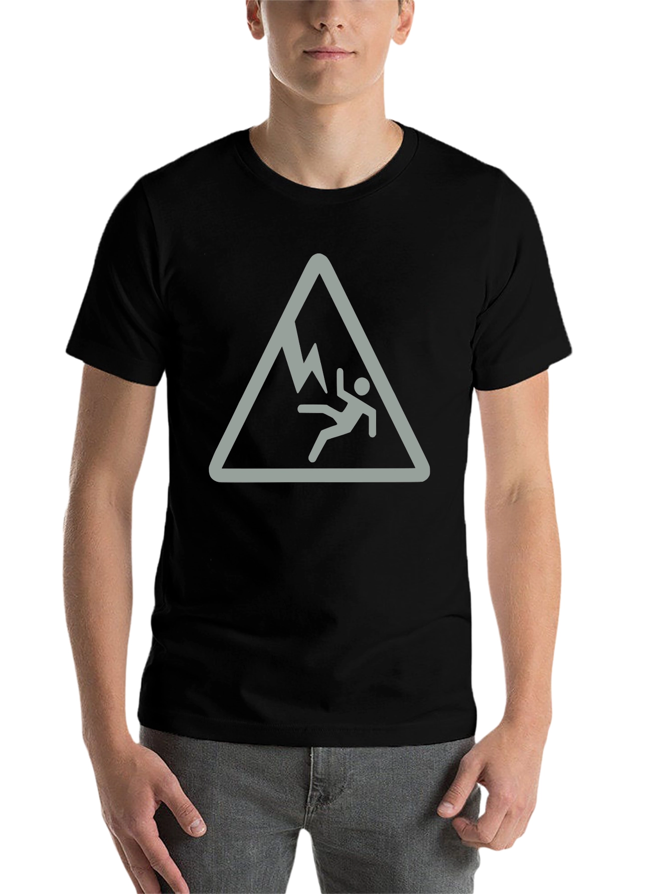Black Falling Man Mountain Hazard Black T-Shirt view 7