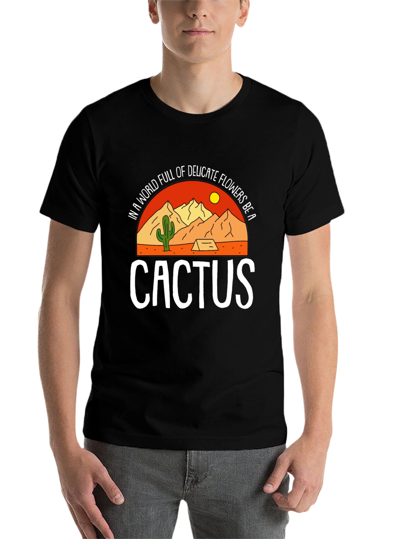 Black Be a Cactus Graphic Tee - Desert Lover's Shirt view 7