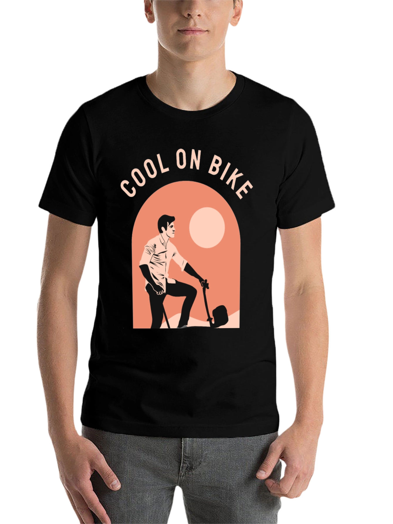 Black Cool on Bike Graphic T-Shirt - Casual Comfort view 7