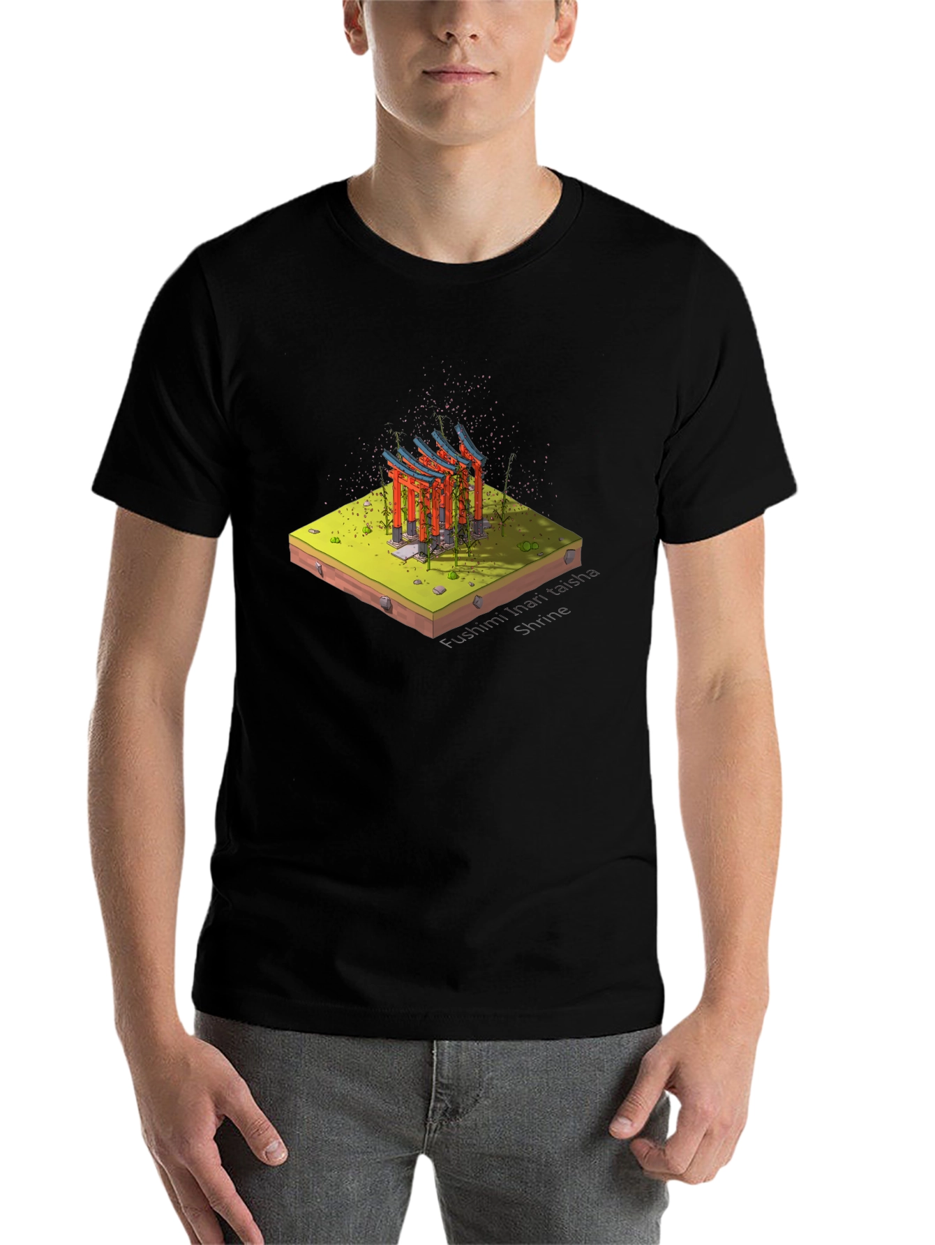 Black Fushimi Inari Shrine Graphic T-Shirt view 7