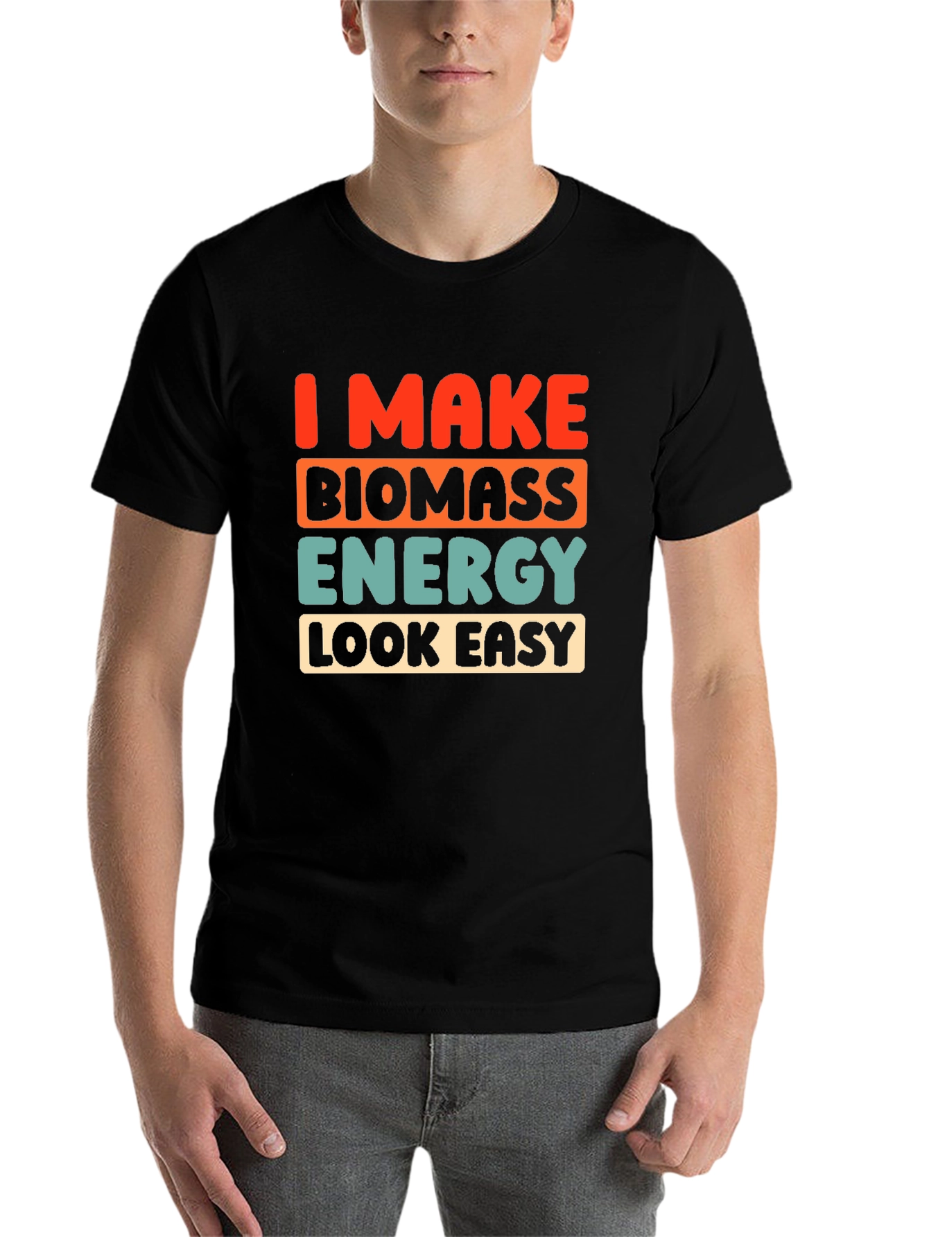 Black Biomass Energy T-Shirt - Funny Environmental Tee view 7