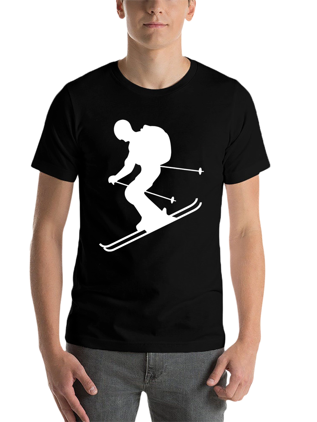 Black Skier Graphic Tee - Black Cotton Blend view 7